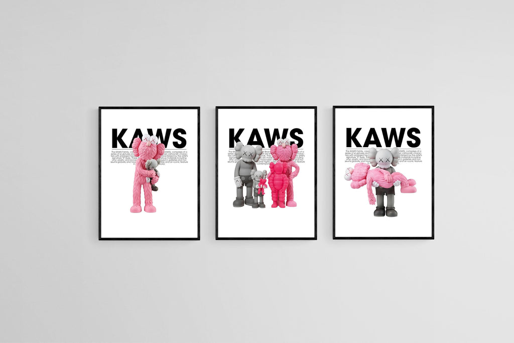 KAWS Family Set-Wall_Art-45 x 60cm (x3)-Mounted Canvas-Black-Pixalot