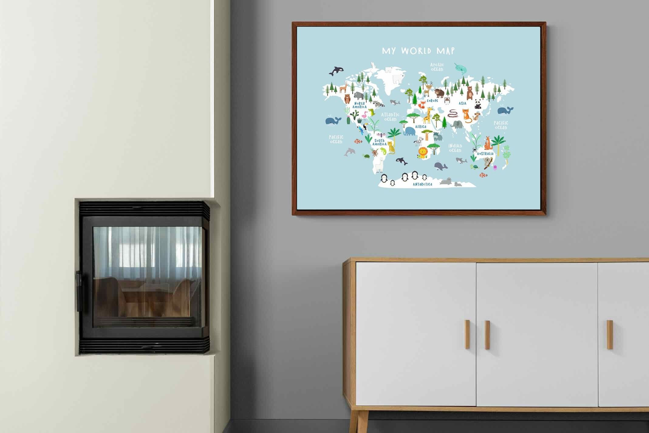 Pixalot Kids World Map (Blue)