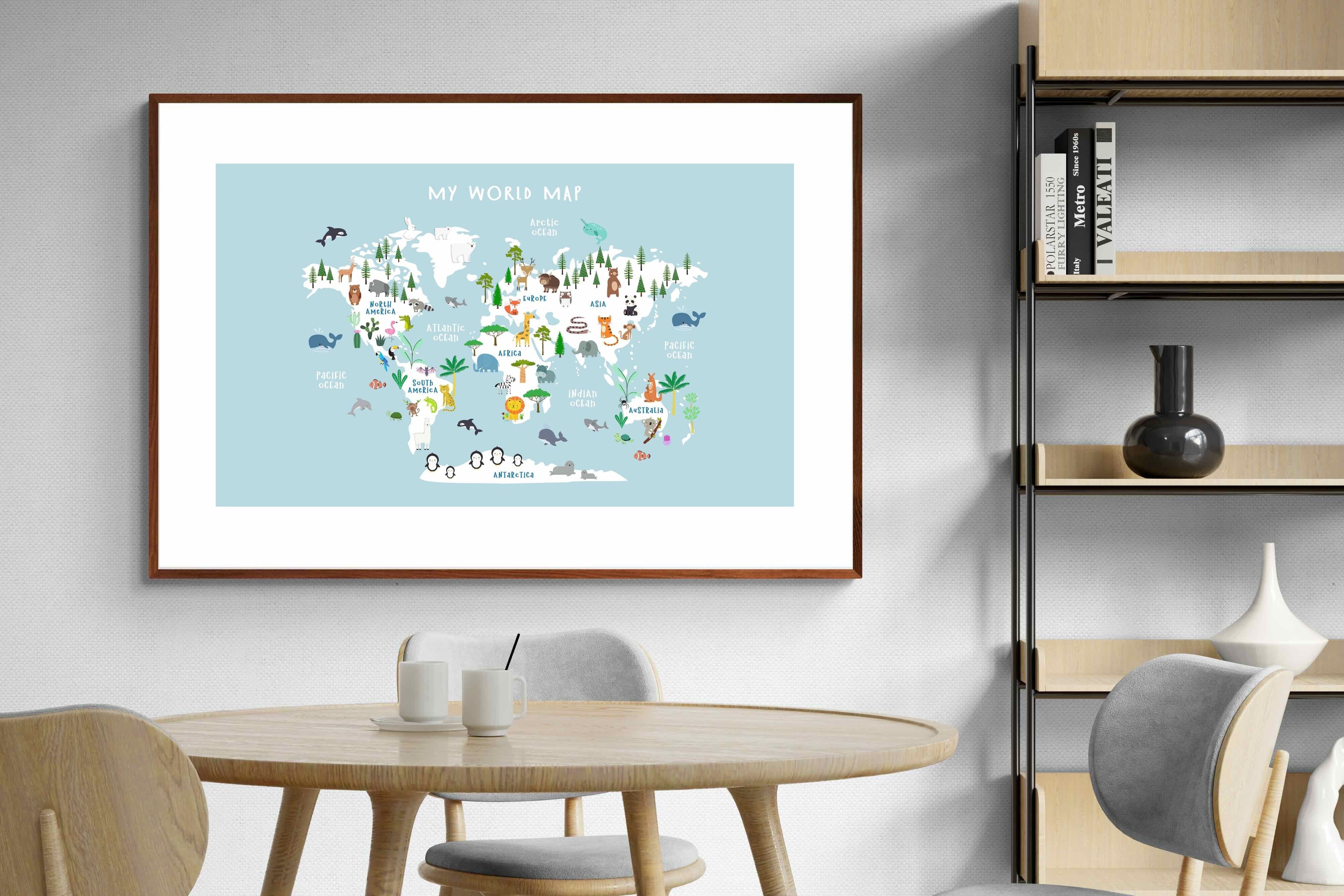 Pixalot Kids World Map (Blue)