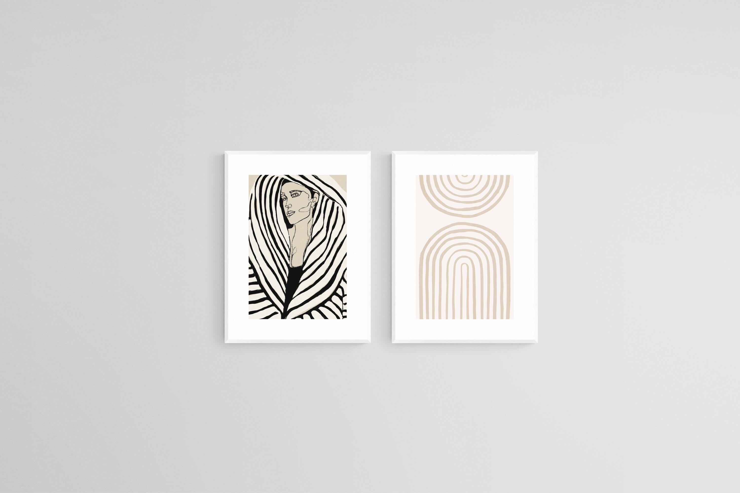 Lines & Minds Set-Wall_Art-45 x 60cm (x2)-Framed Print-White-Pixalot