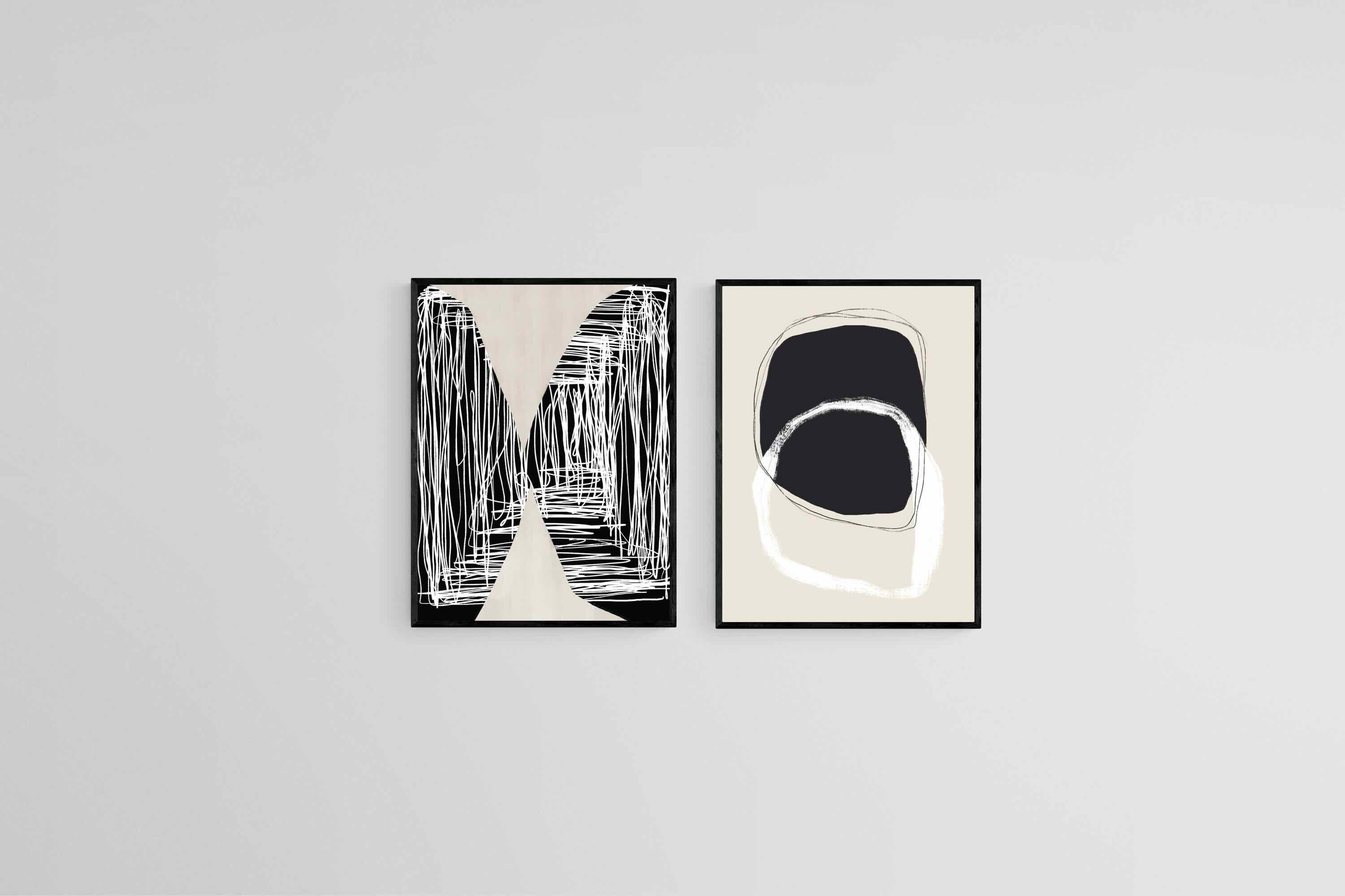 Look & Glance Set-Wall_Art-45 x 60cm (x2)-Mounted Canvas-Black-Pixalot