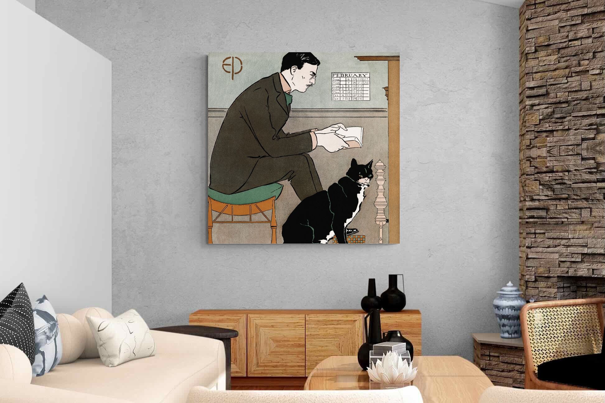 Pixalot Man Reading with Cat