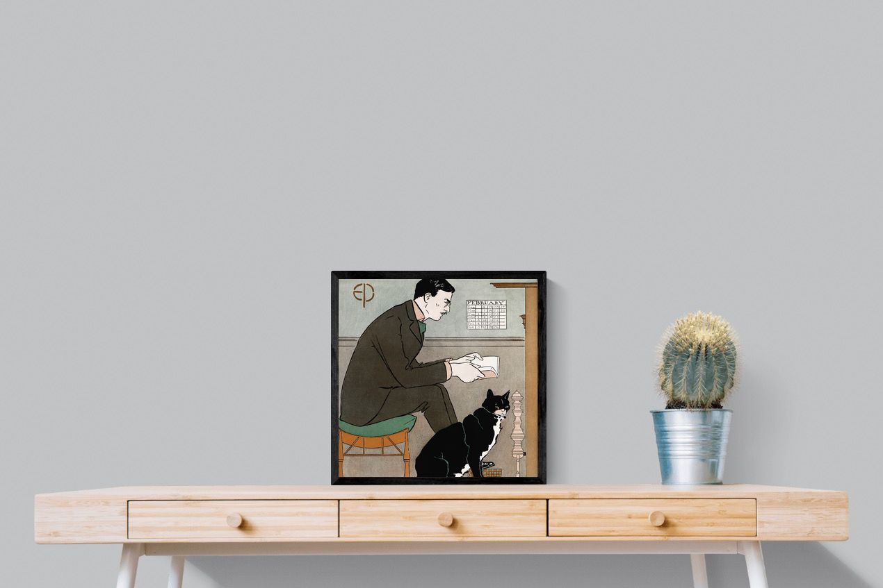 Pixalot Man Reading with Cat