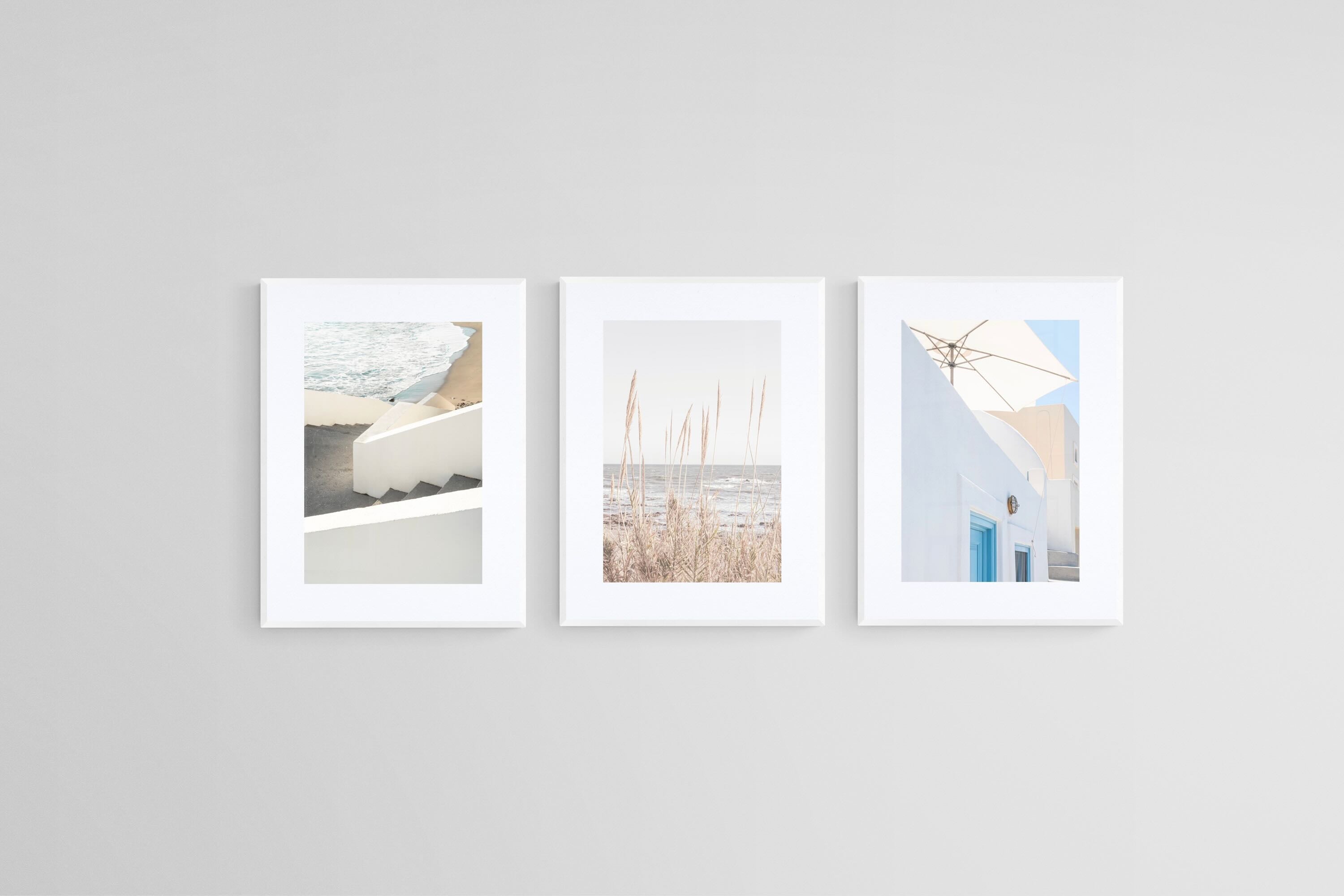 Mediterranean Set-Wall_Art-45 x 60cm (x3)-Framed Print-White-Pixalot