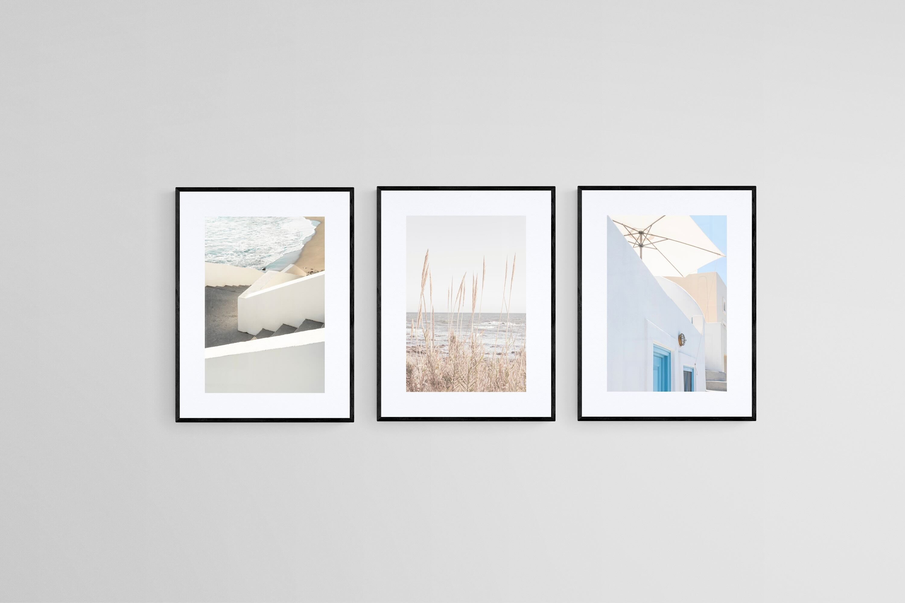 Mediterranean Set-Wall_Art-45 x 60cm (x3)-Framed Print-Black-Pixalot