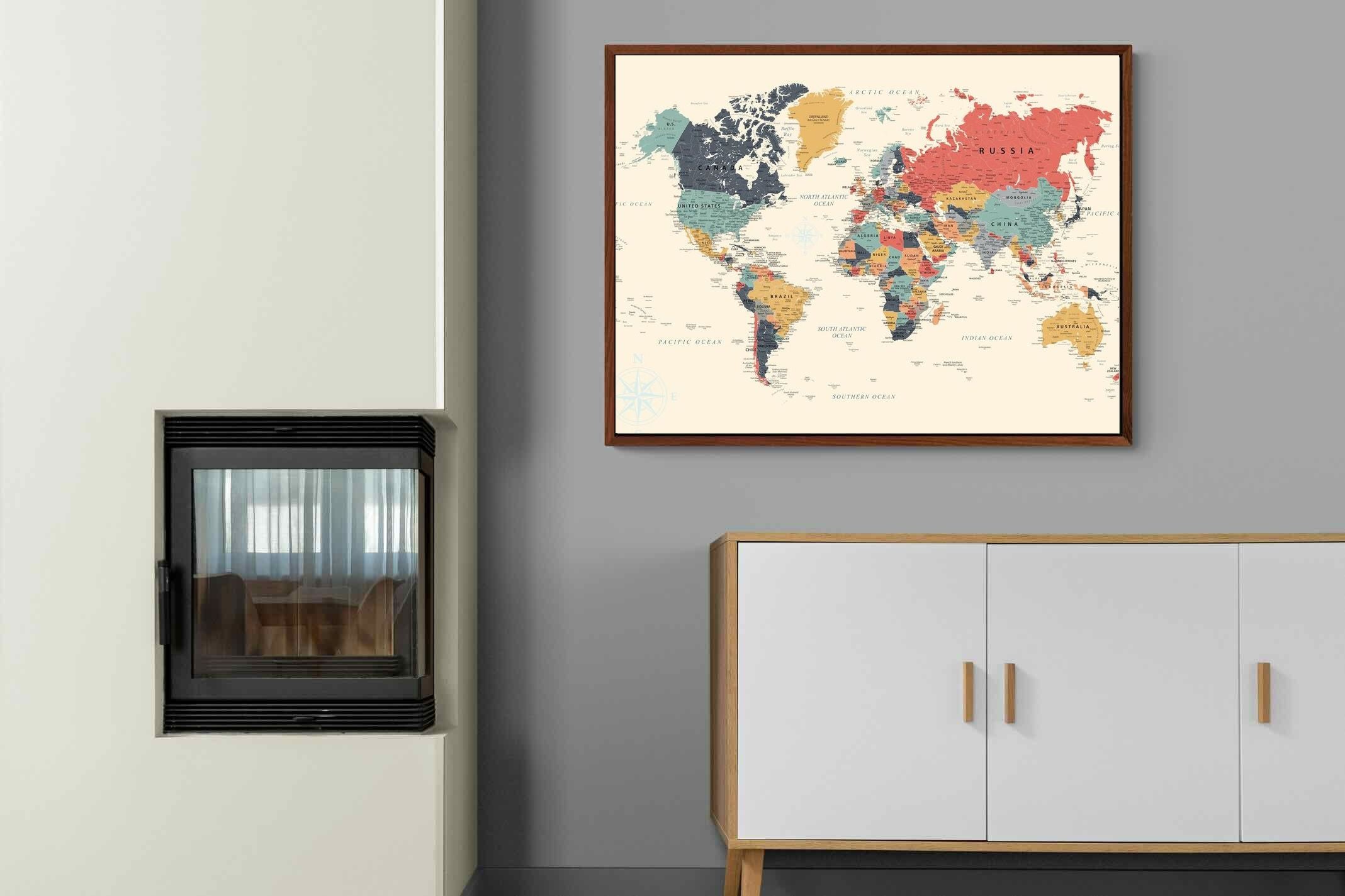 Pixalot Muted Tones World Map