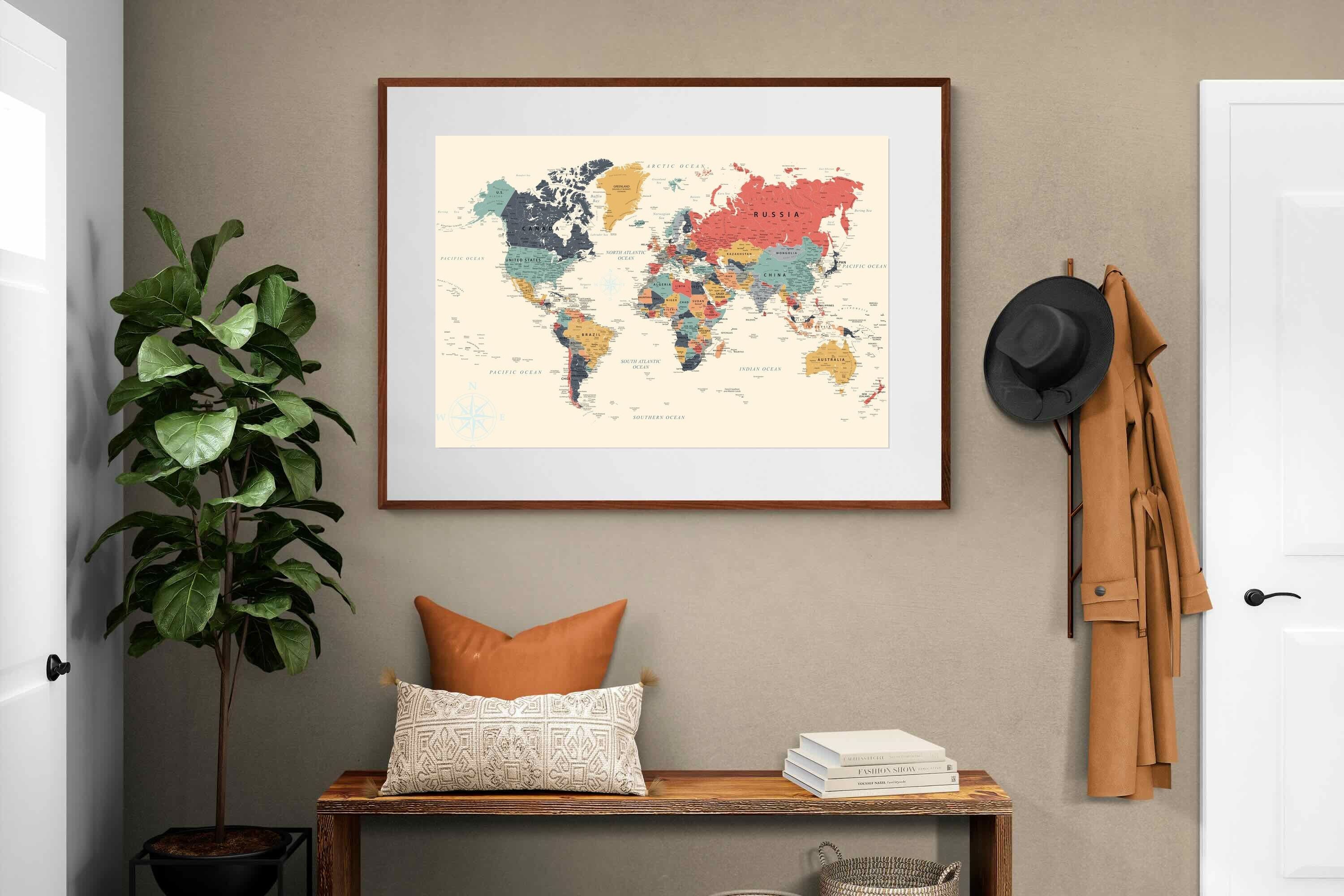 Pixalot Muted Tones World Map