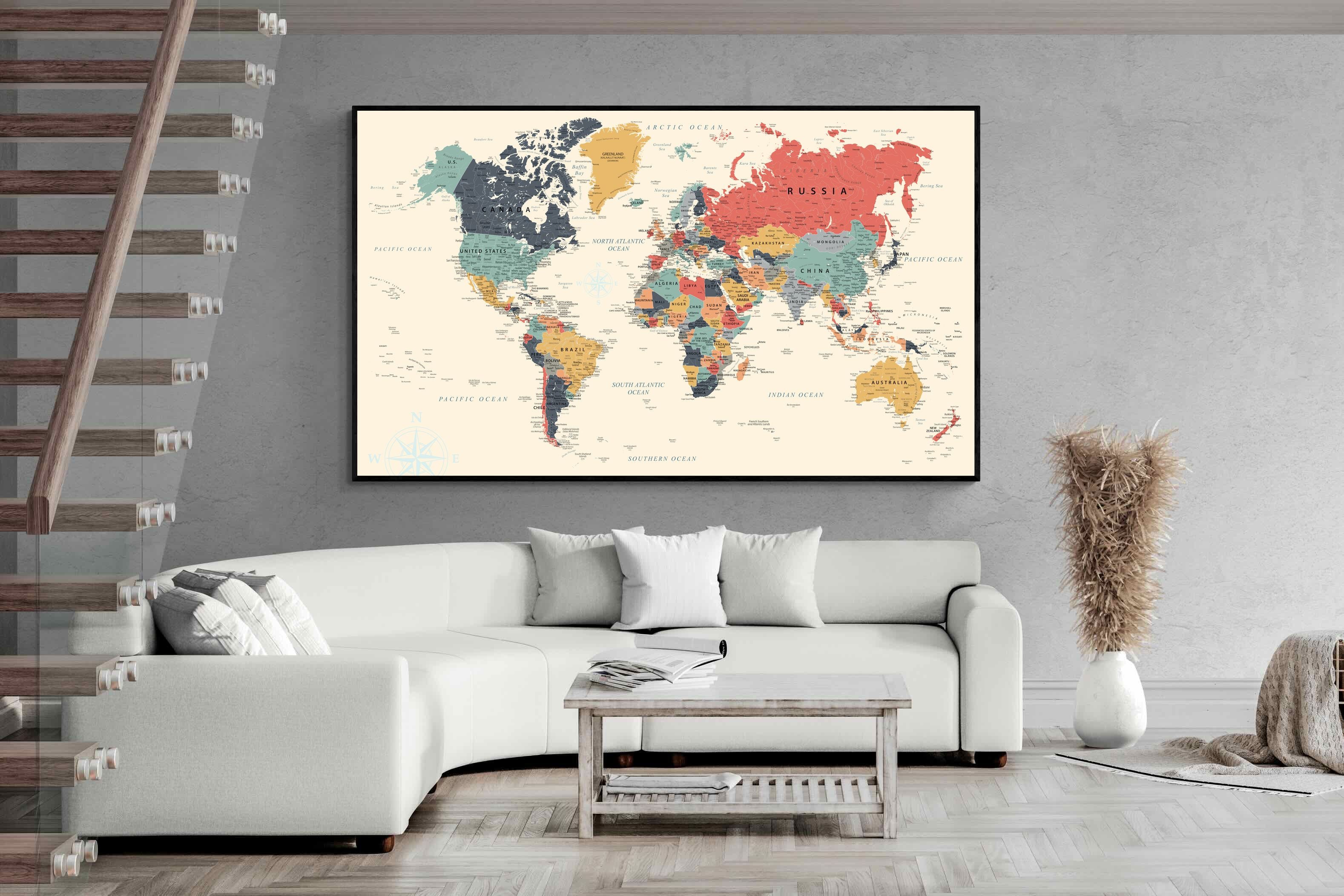 Pixalot Muted Tones World Map