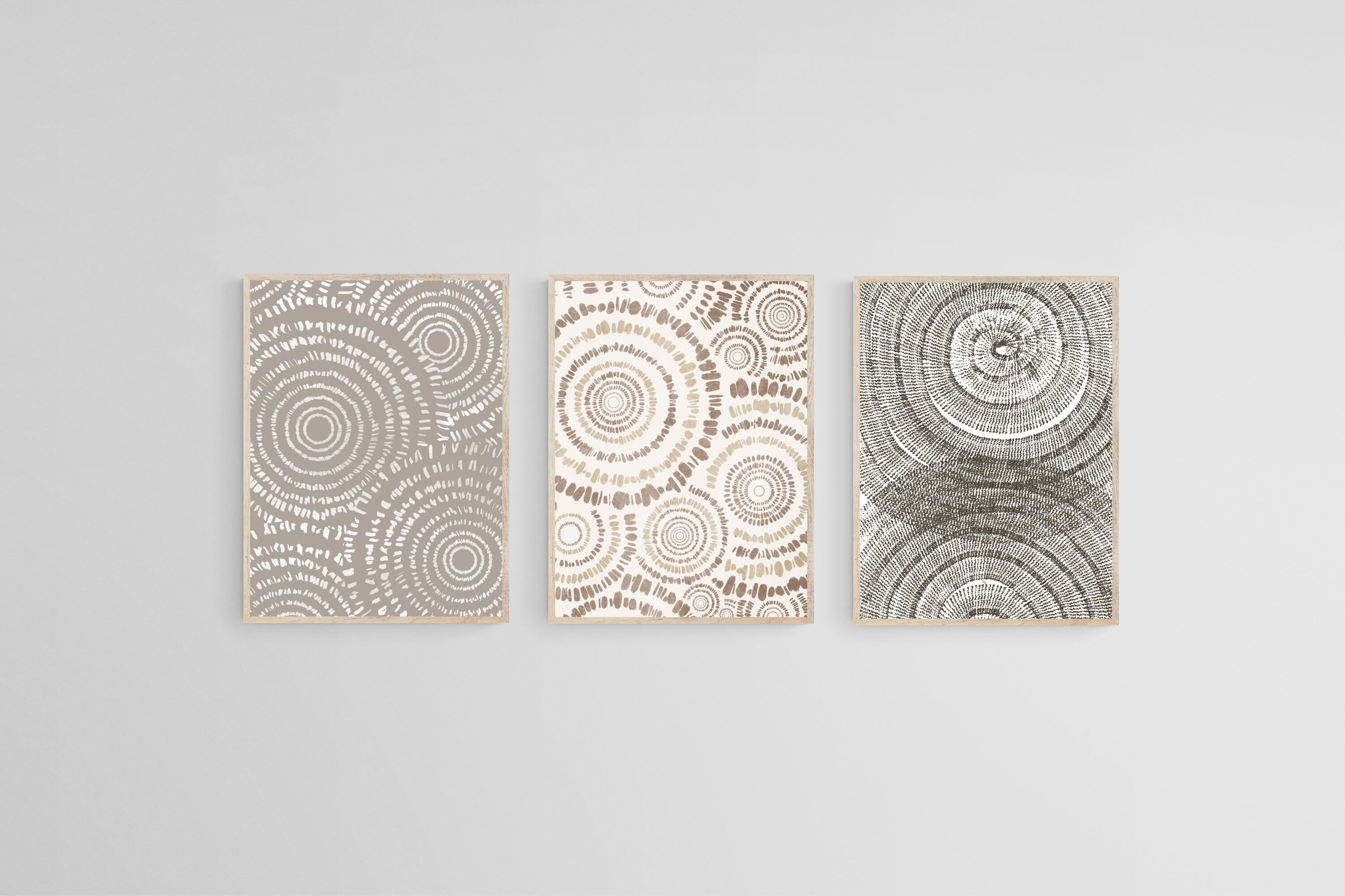 Natural Circles Set-Wall_Art-45 x 60cm (x3)-Mounted Canvas-Wood-Pixalot