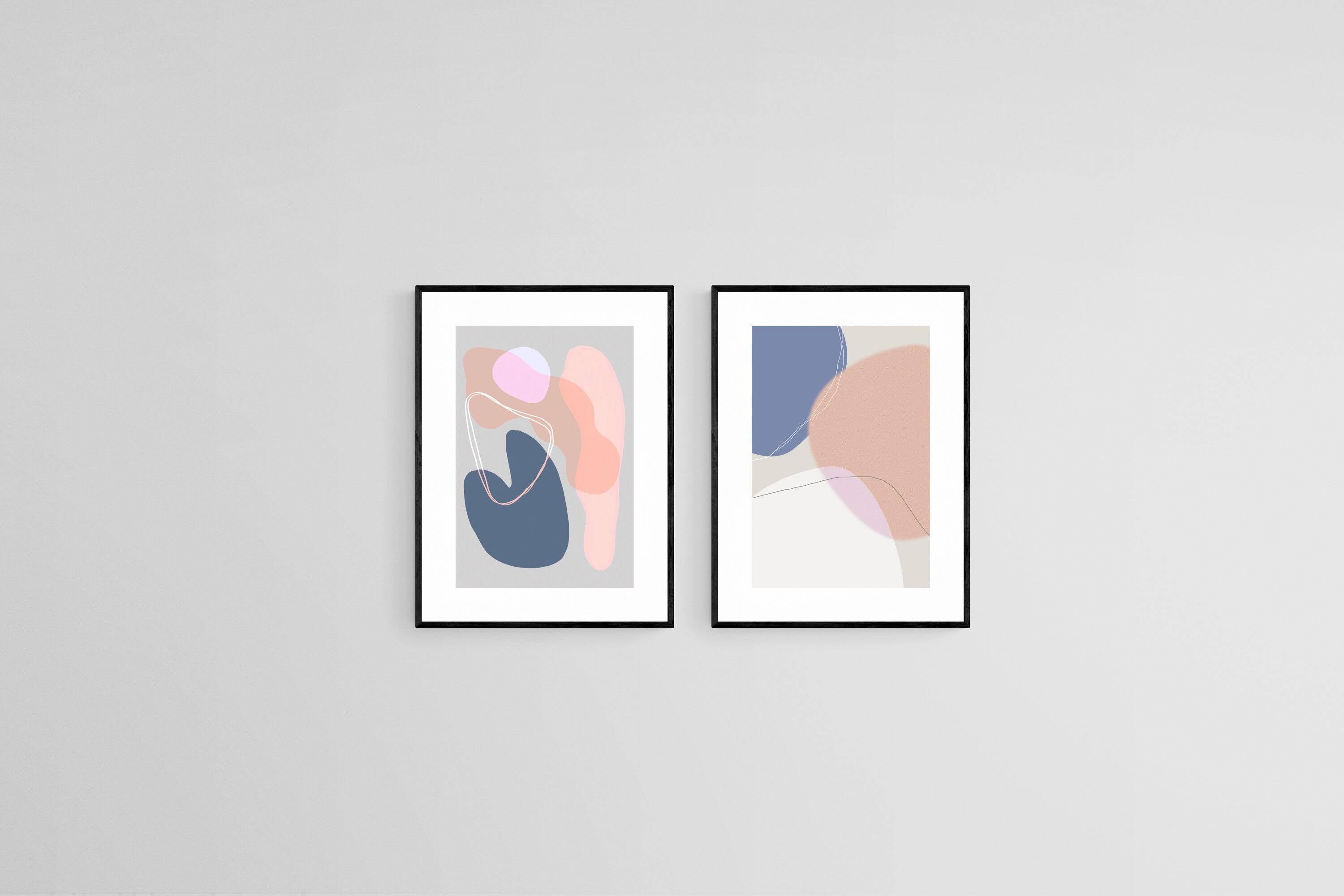 Pastel Shapes Set-Wall_Art-45 x 60cm (x2)-Framed Print-Black-Pixalot