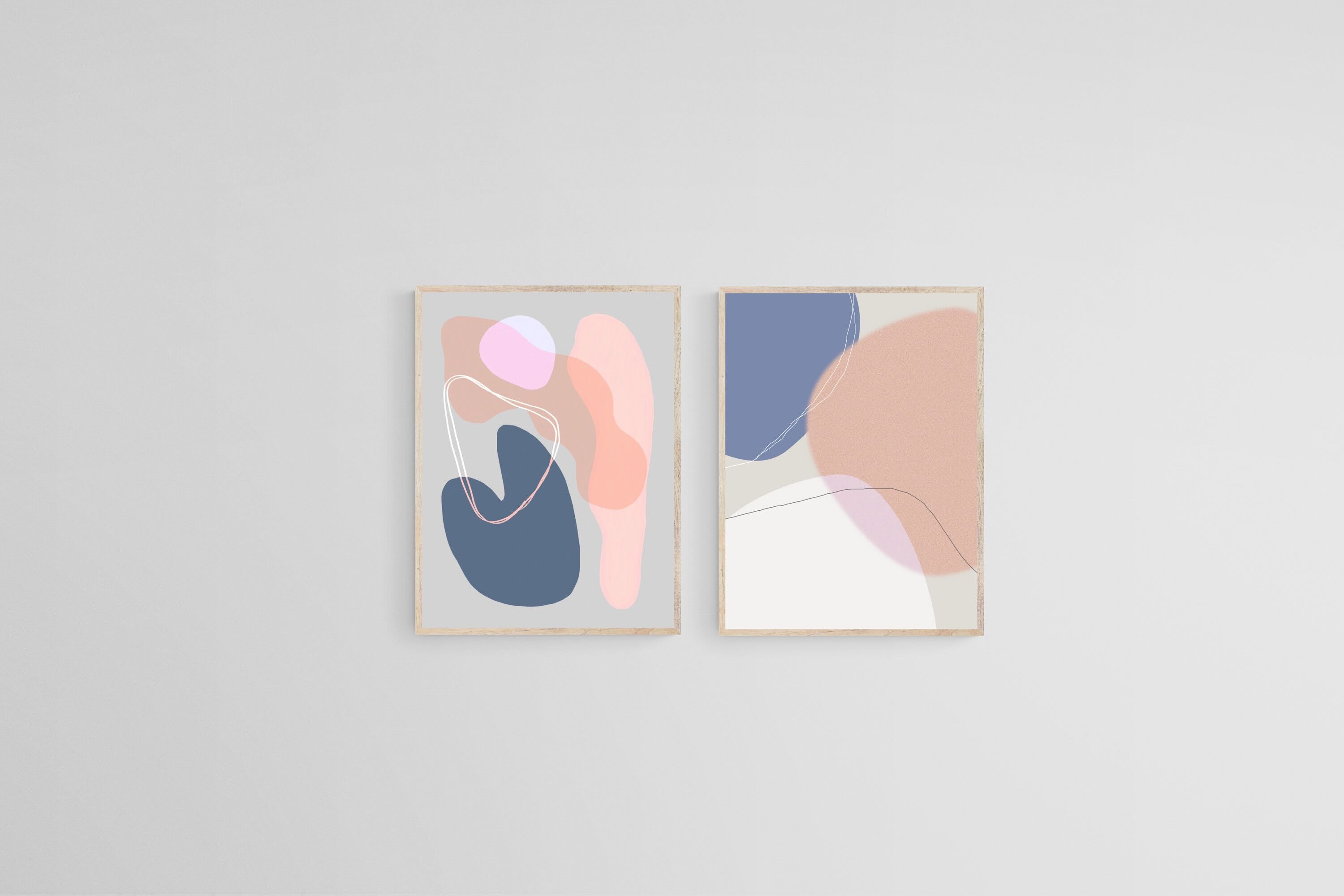 Pastel Shapes Set-Wall_Art-45 x 60cm (x2)-Mounted Canvas-Wood-Pixalot