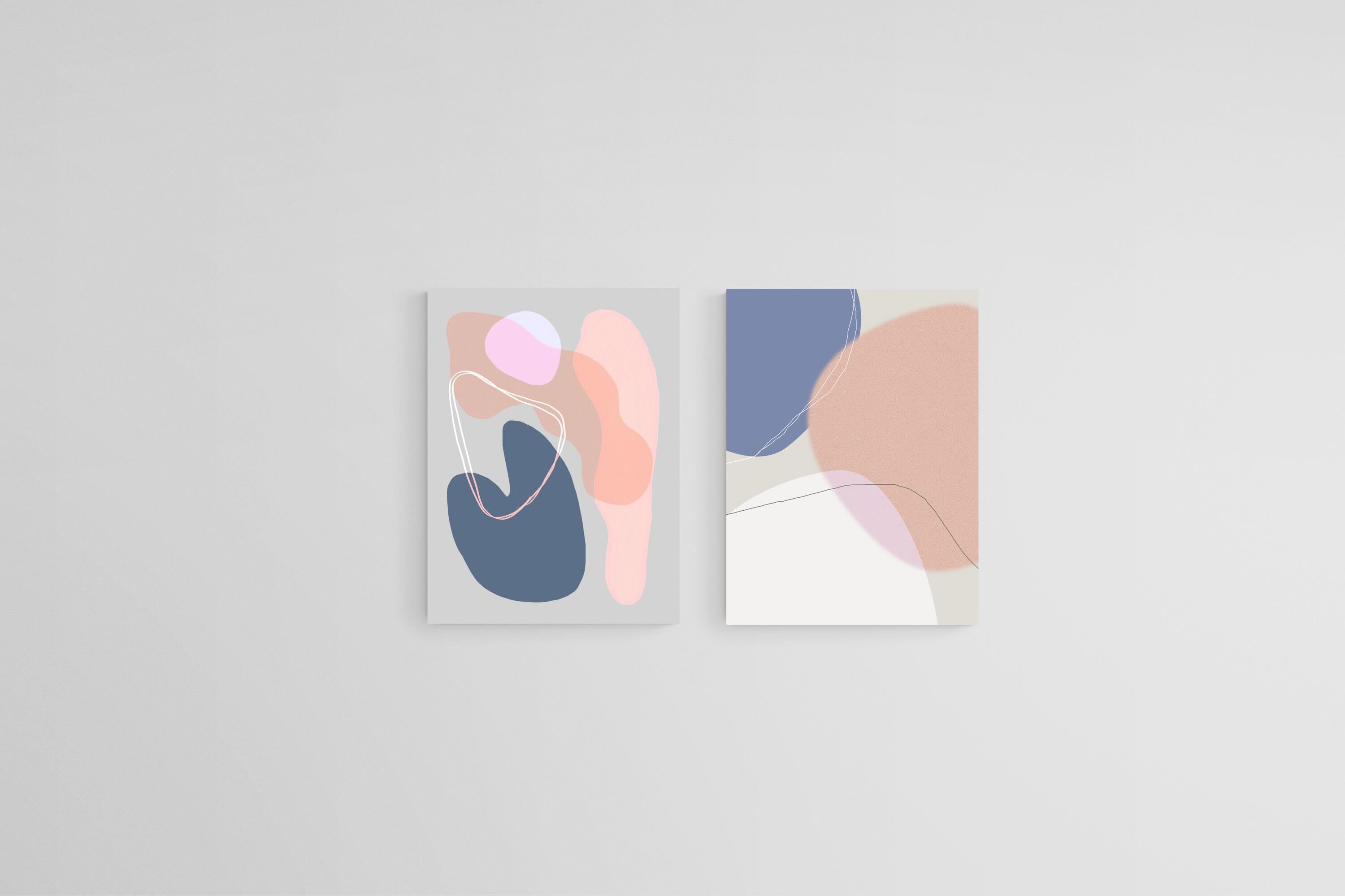 Pastel Shapes Set-Wall_Art-45 x 60cm (x2)-Mounted Canvas-No Frame-Pixalot