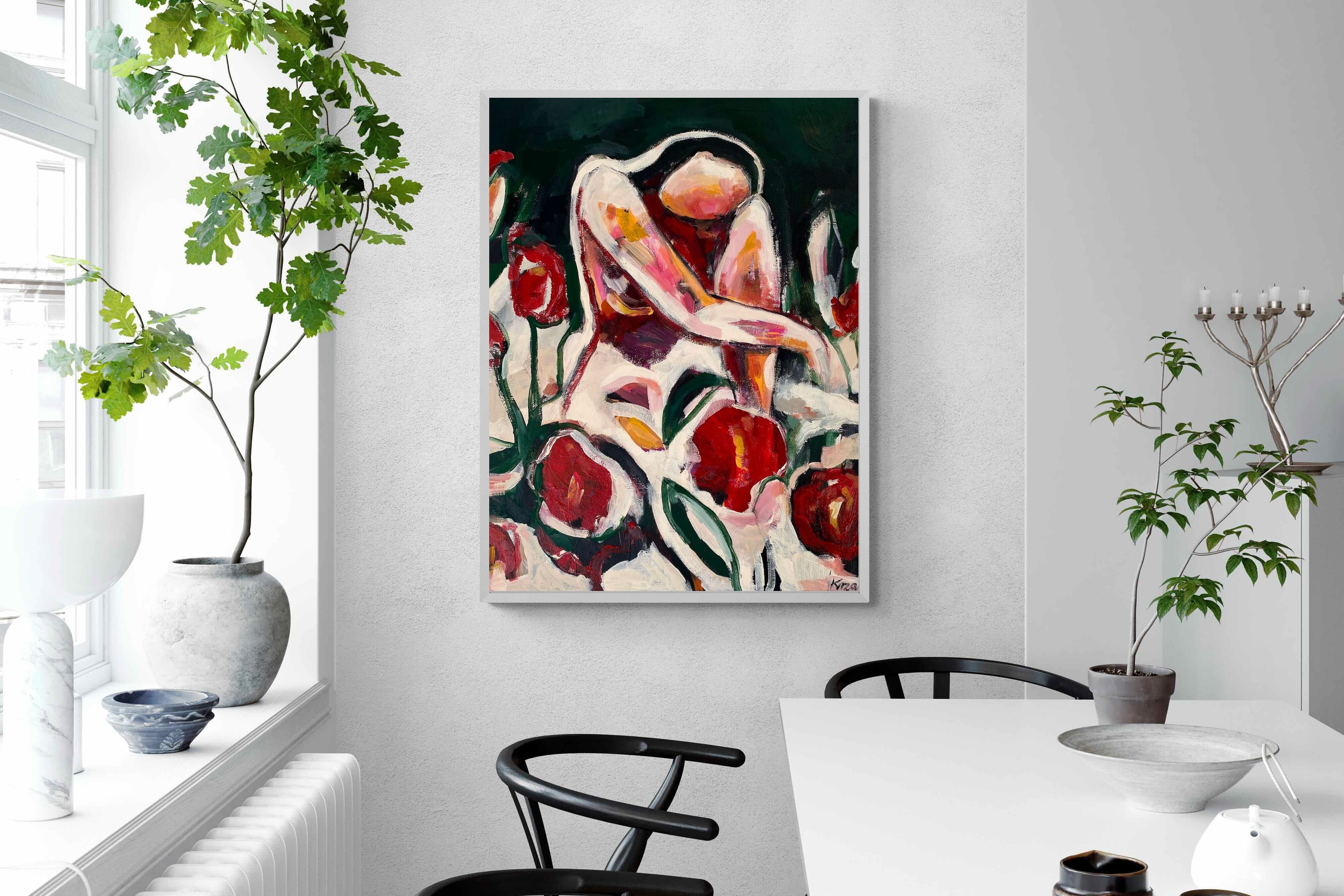 Pixalot Woman Among Red Flowers