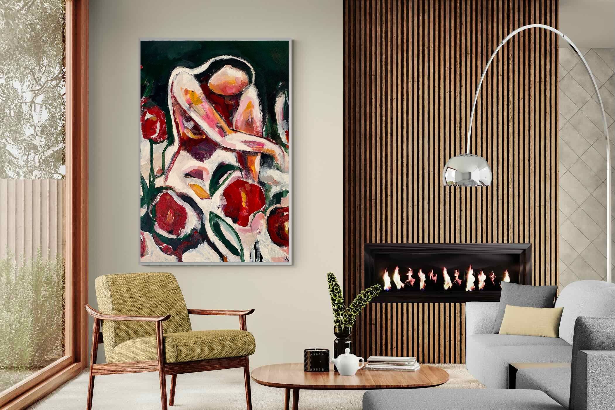 Pixalot Woman Among Red Flowers