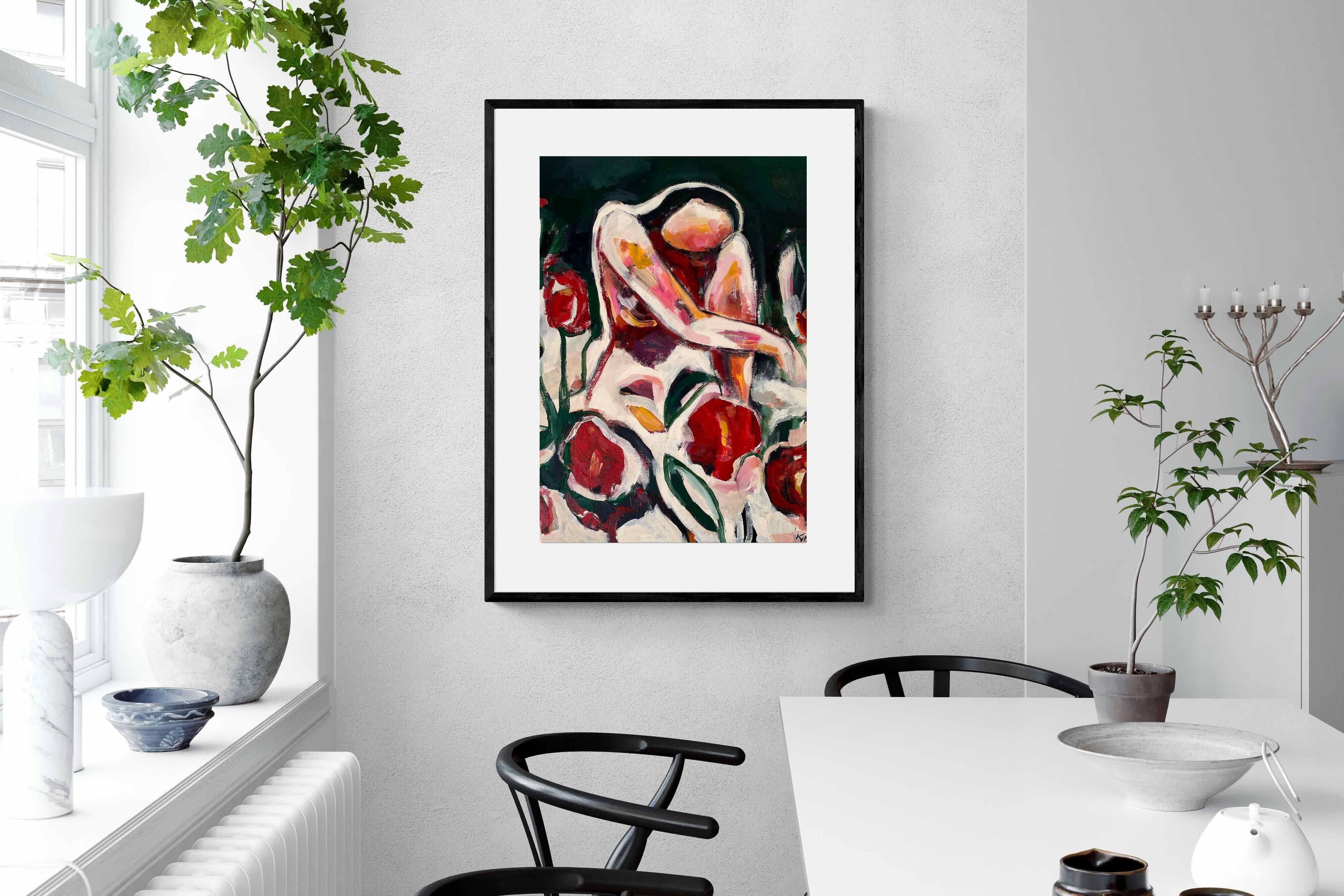 Pixalot Woman Among Red Flowers