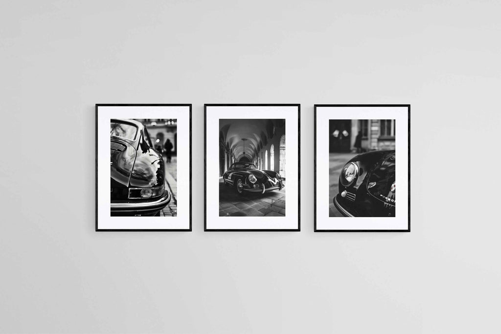 Porsche Speedster Set-Wall_Art-45 x 60cm (x3)-Framed Print-Black-Pixalot