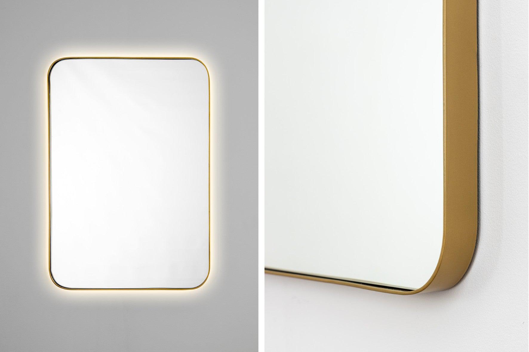 Rounded Mirror (Short | Backlit)-Wall_Art-Gold-Pixalot