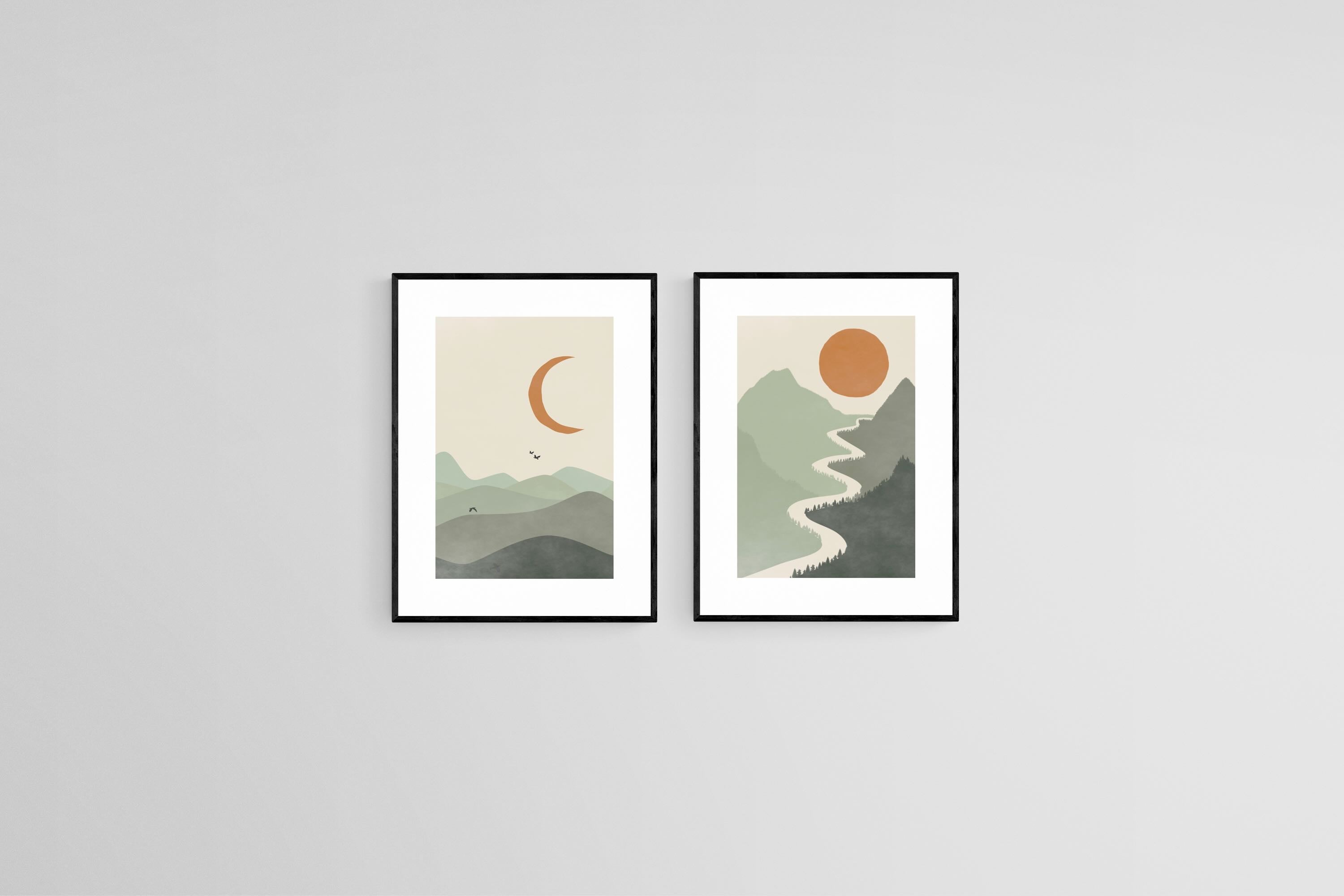 Sage Landscapes Set-Wall_Art-45 x 60cm (x2)-Framed Print-Black-Pixalot