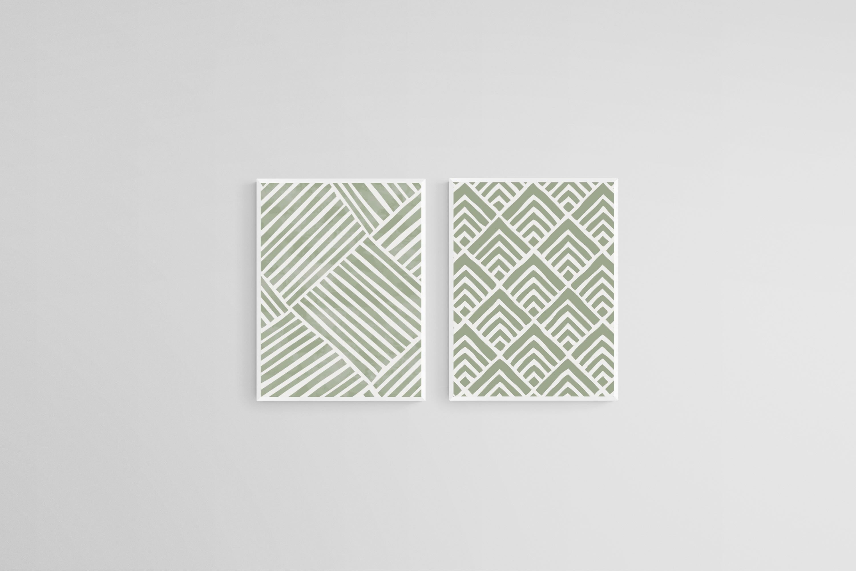 Sage Pattern Set-Wall_Art-45 x 60cm (x2)-Mounted Canvas-White-Pixalot