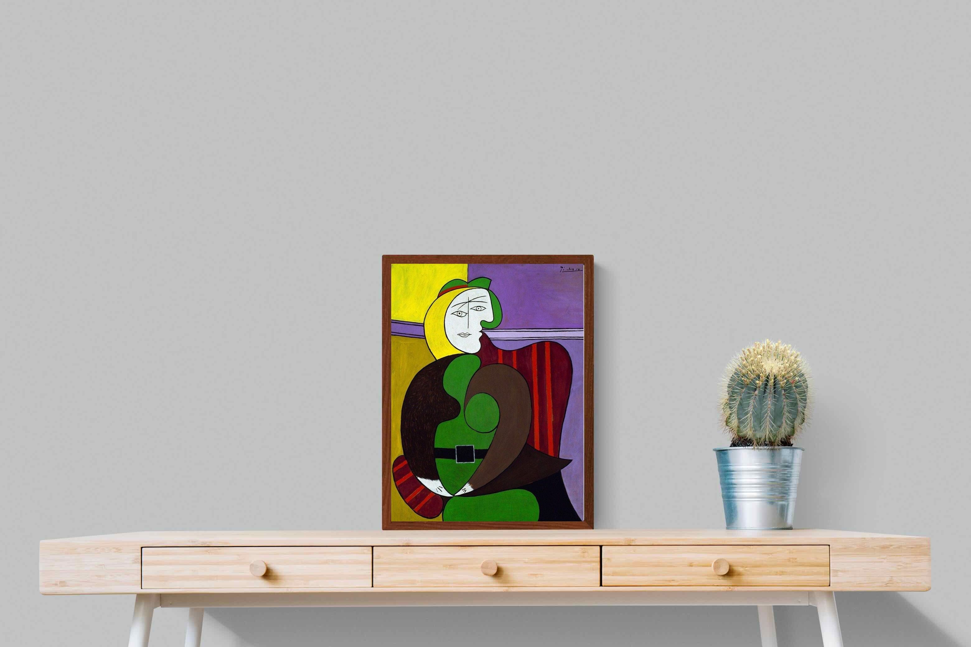 Pixalot Seated Woman in a Red Armchair