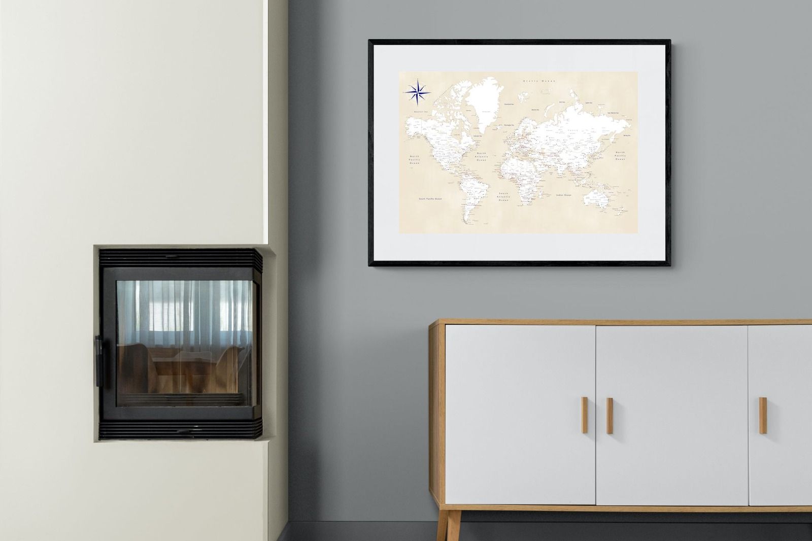 Pixalot Taupe World Map