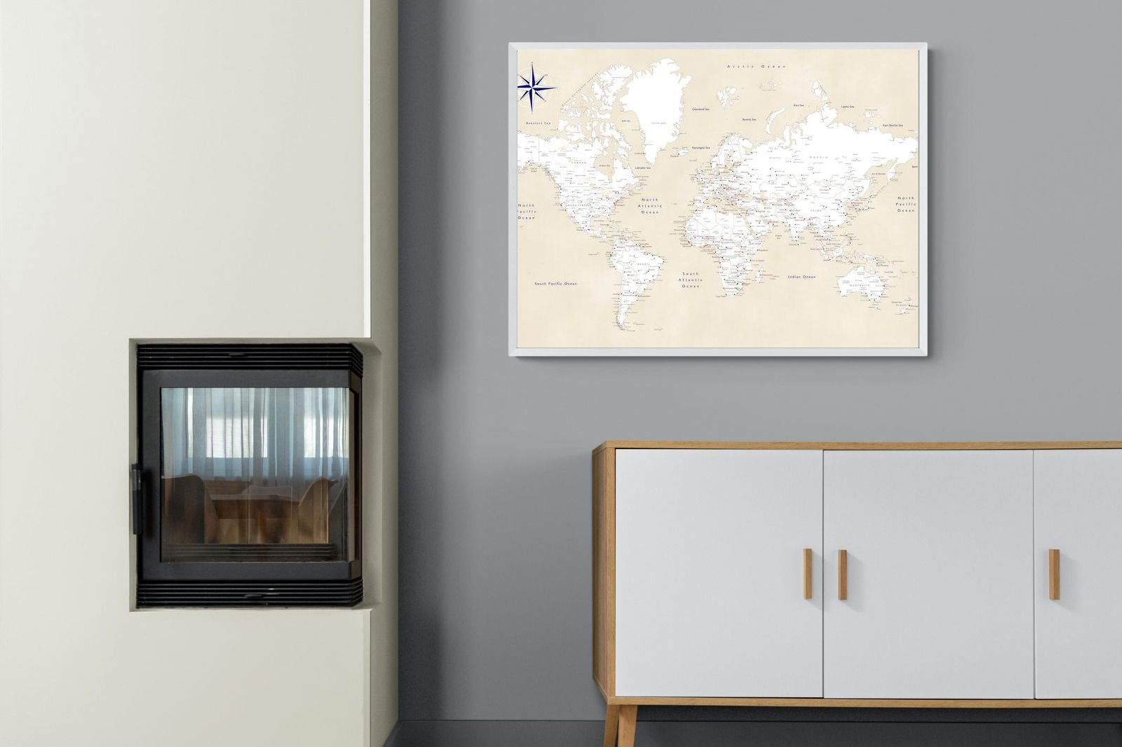 Pixalot Taupe World Map