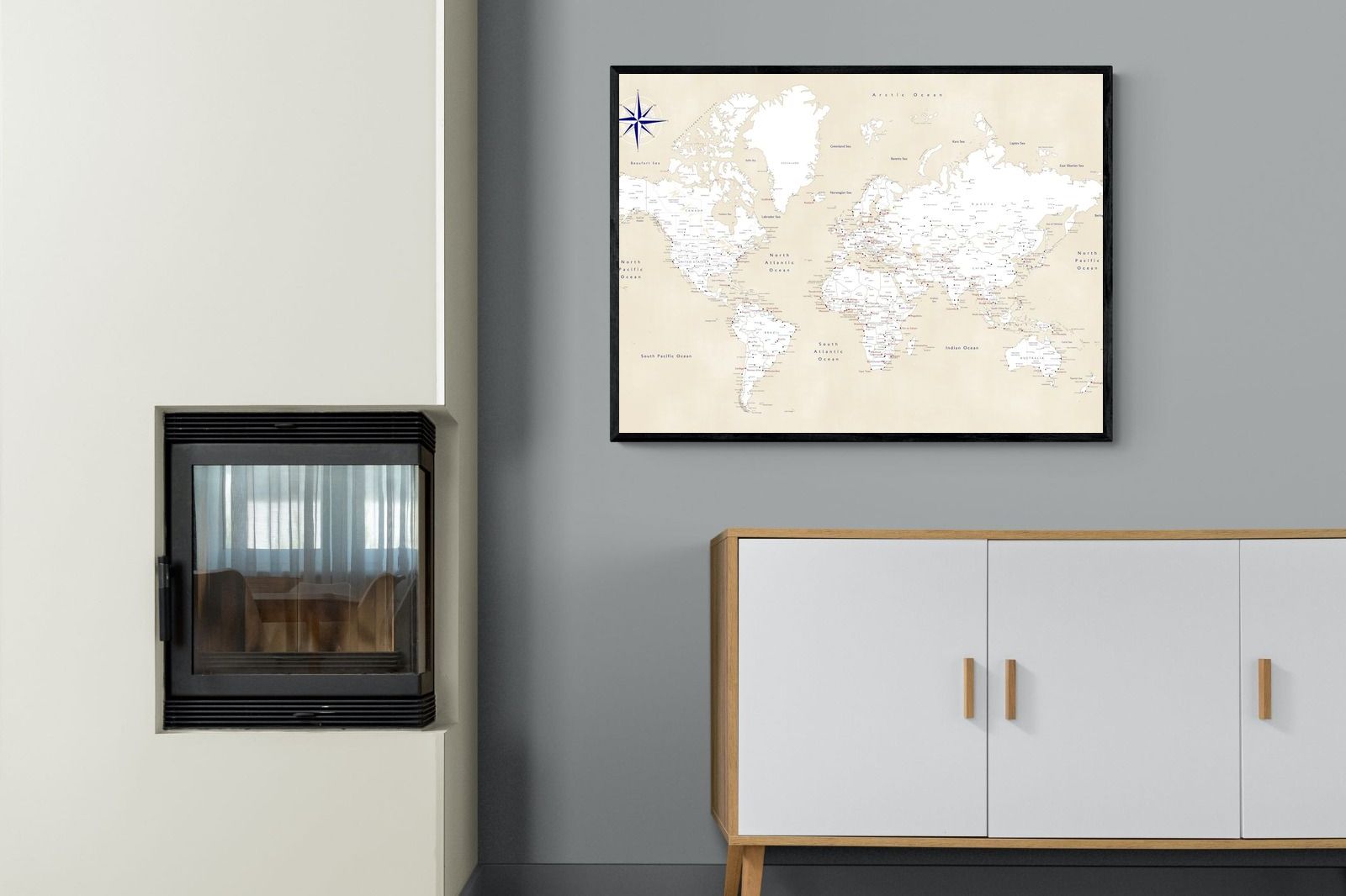 Pixalot Taupe World Map
