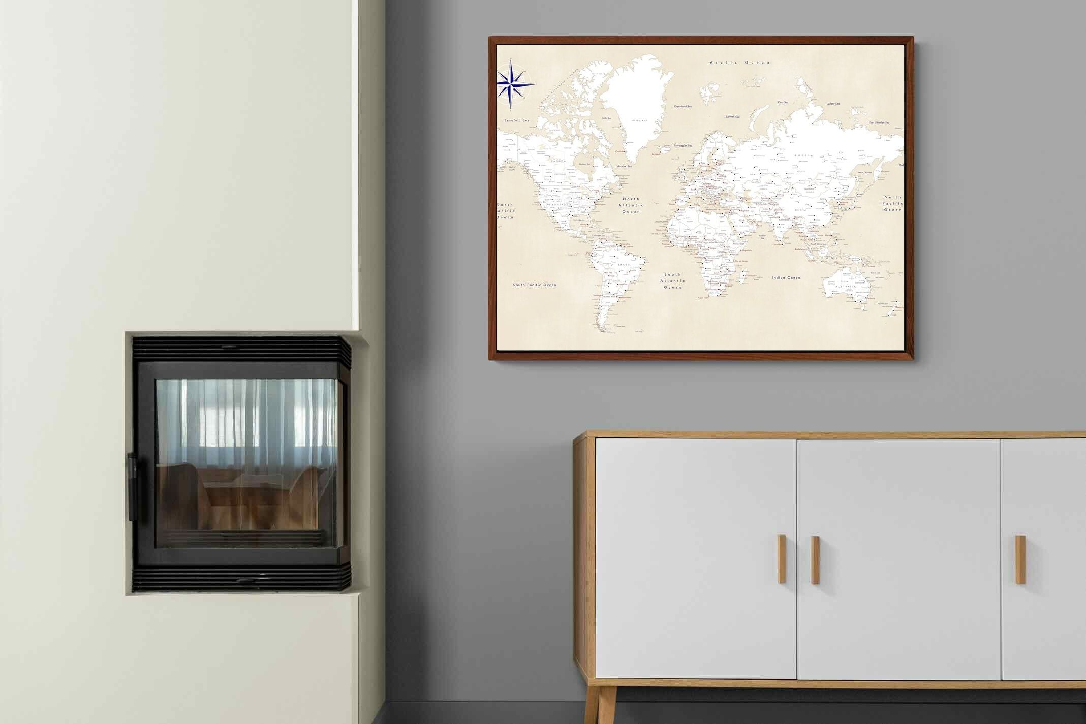 Pixalot Taupe World Map