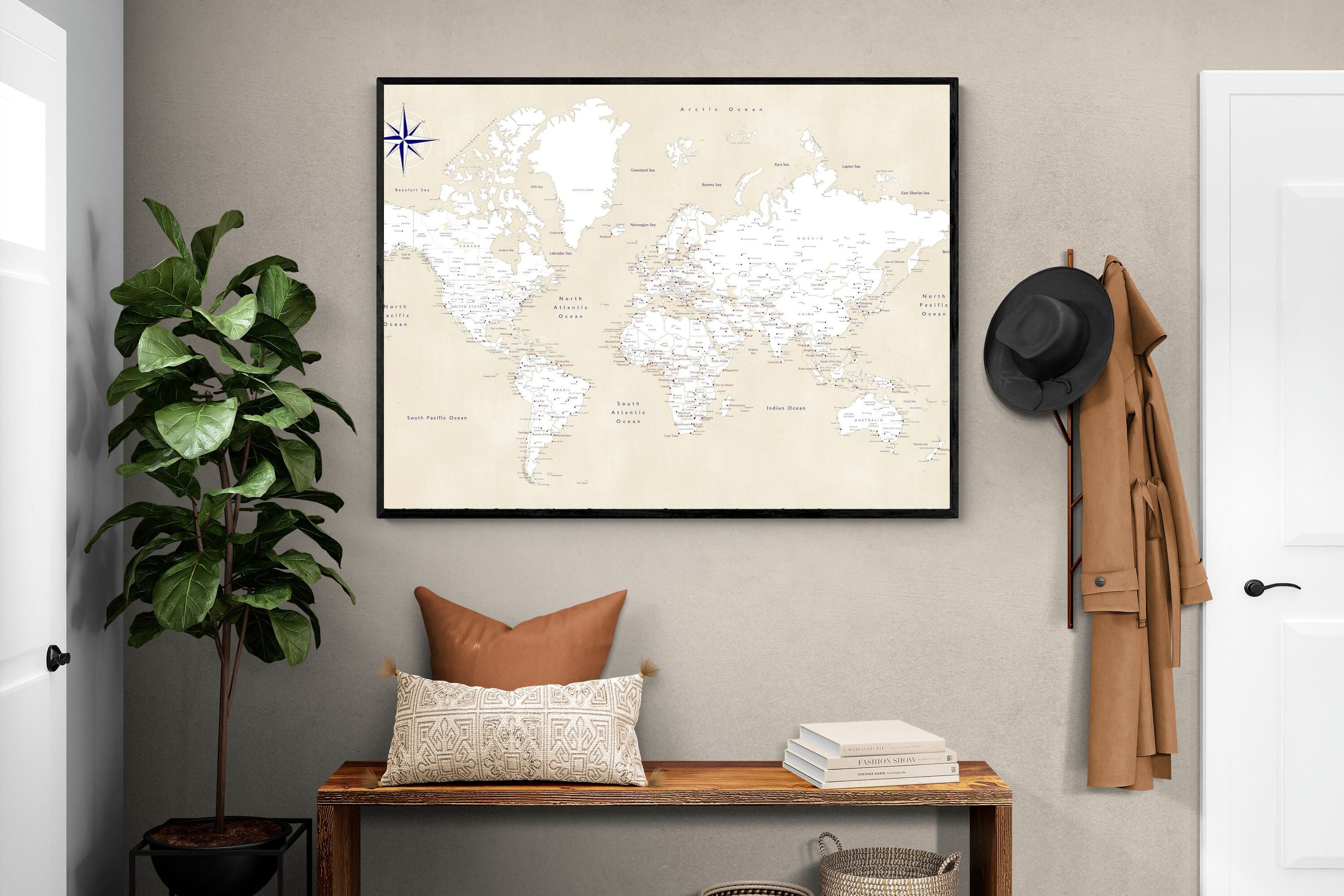 Pixalot Taupe World Map