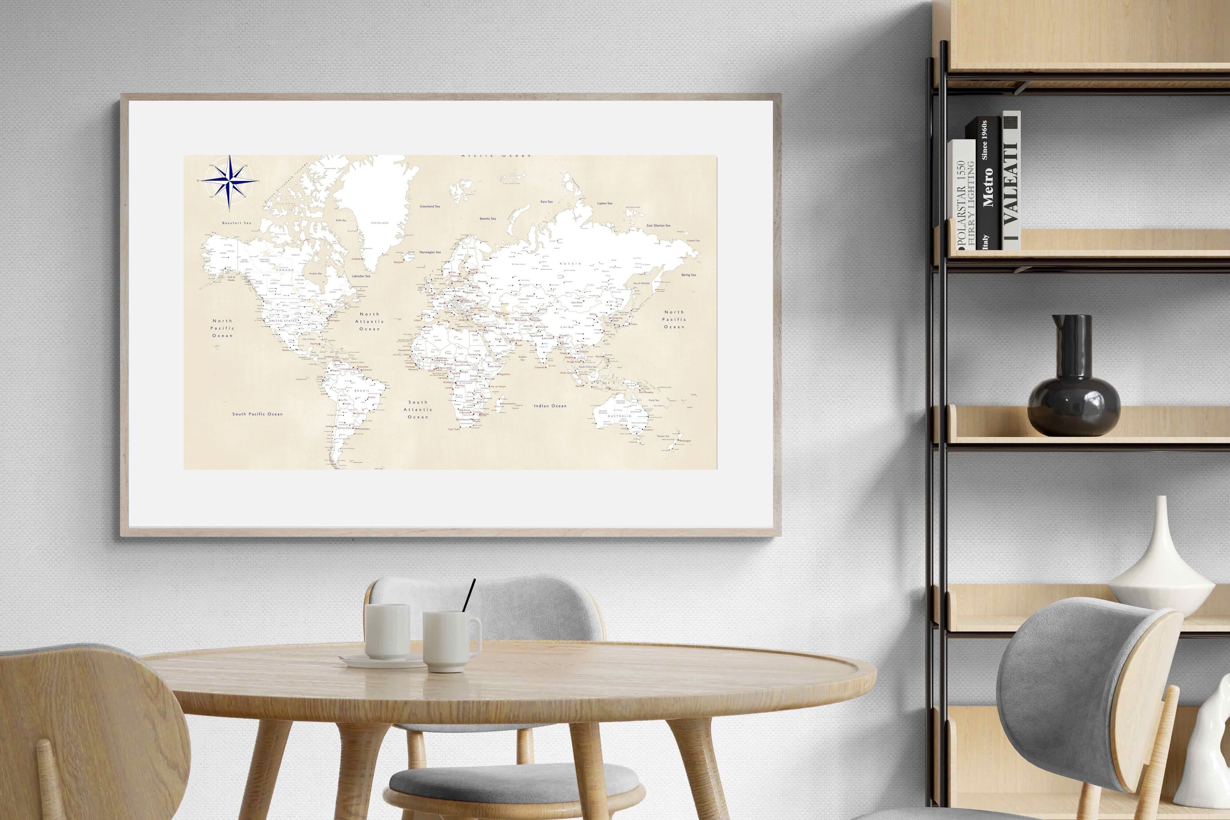 Pixalot Taupe World Map