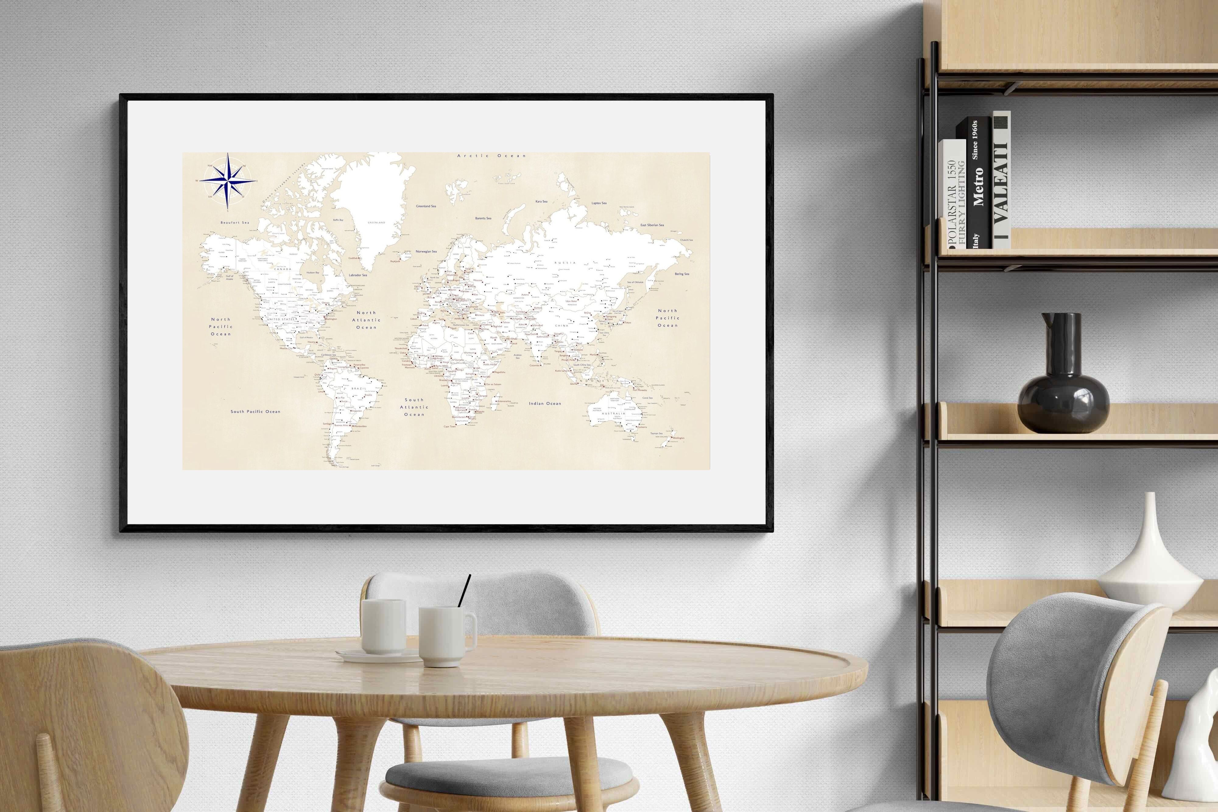 Pixalot Taupe World Map