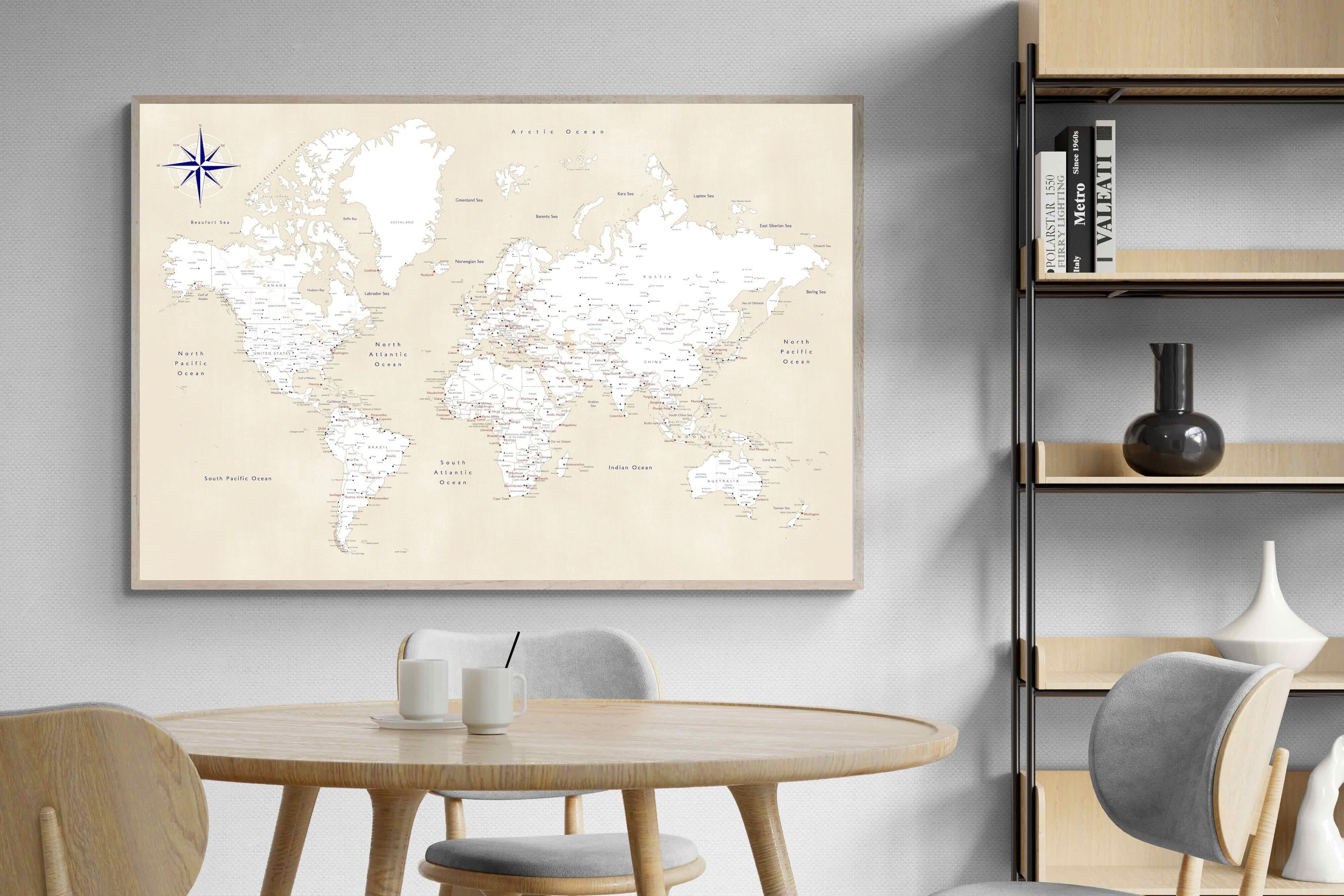 Pixalot Taupe World Map