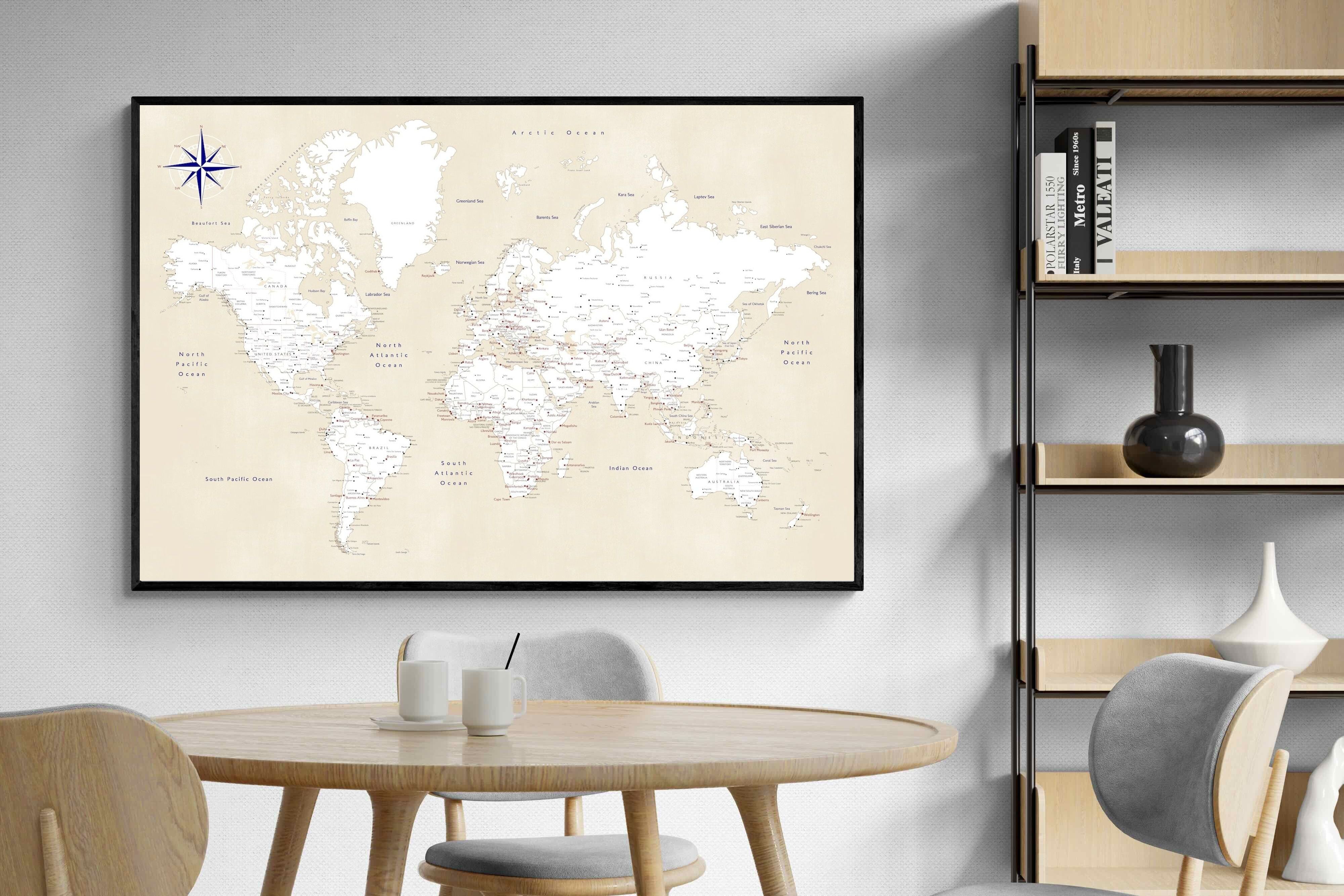 Pixalot Taupe World Map