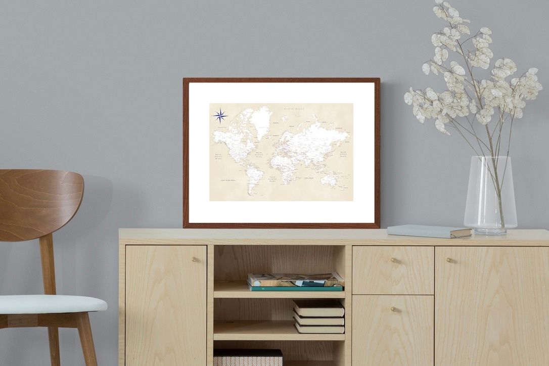 Pixalot Taupe World Map