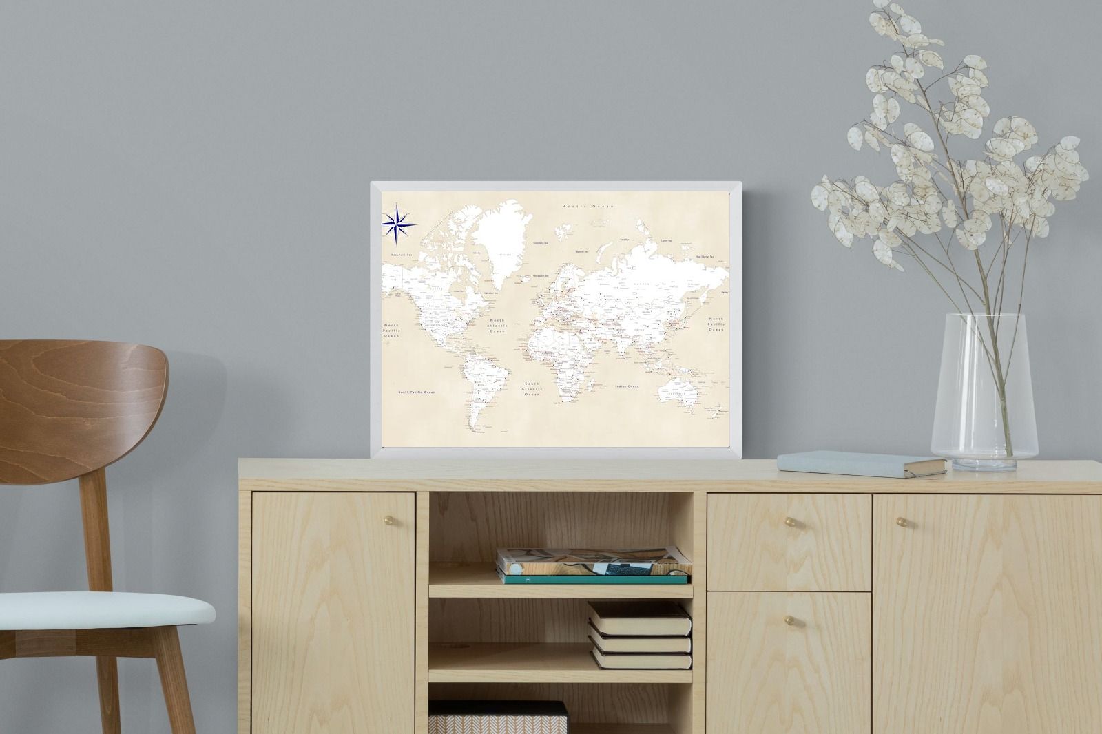 Pixalot Taupe World Map