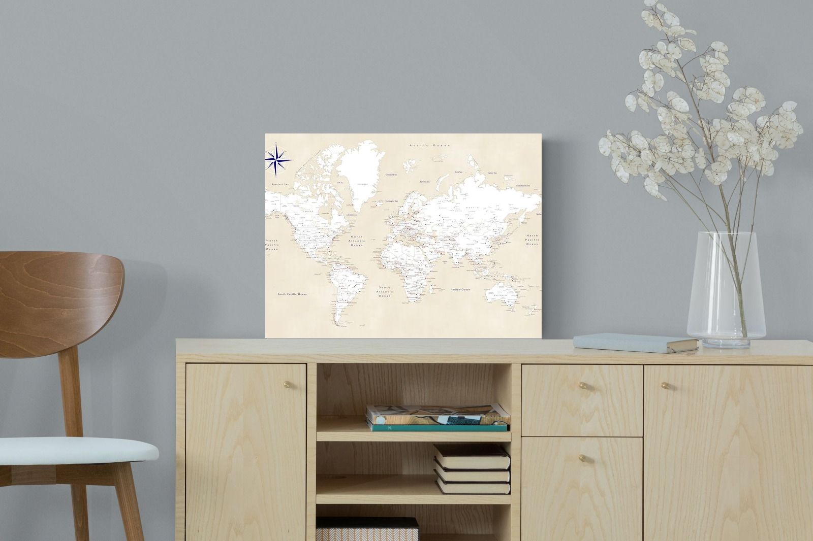 Pixalot Taupe World Map