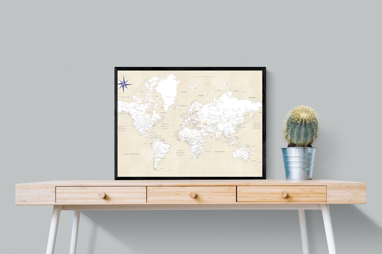 Pixalot Taupe World Map