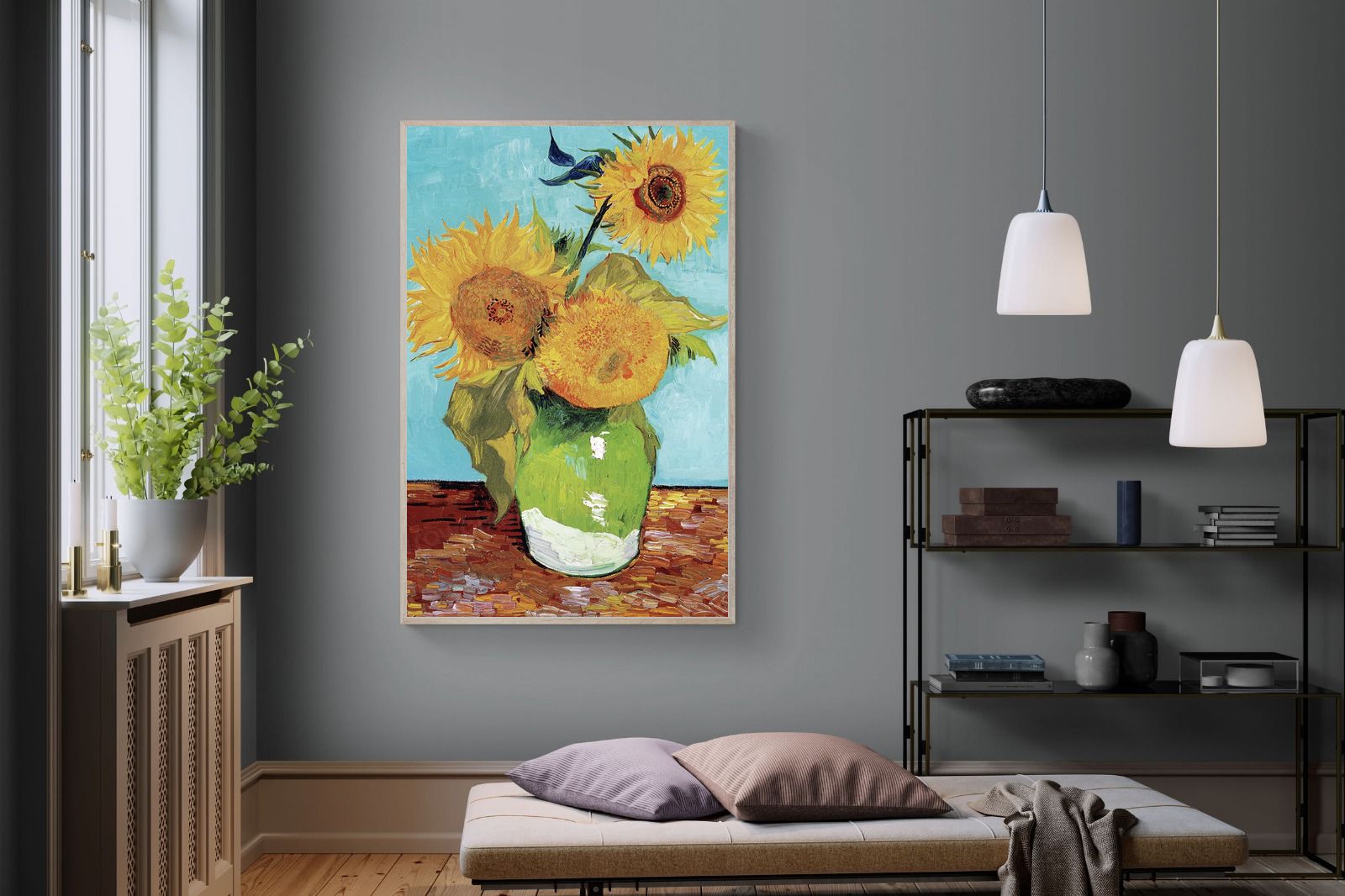 Pixalot Vase with Three Sunflowers