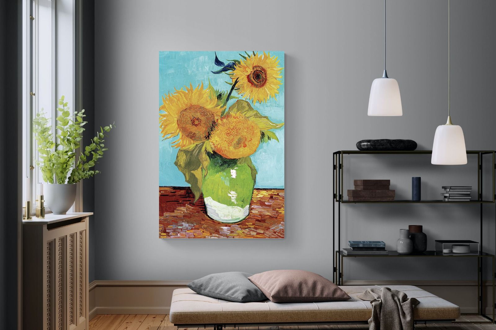 Pixalot Vase with Three Sunflowers