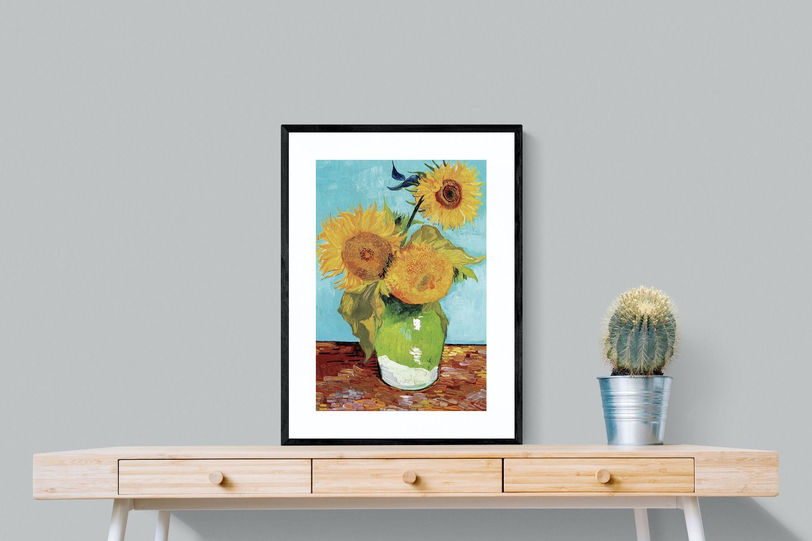 Pixalot Vase with Three Sunflowers