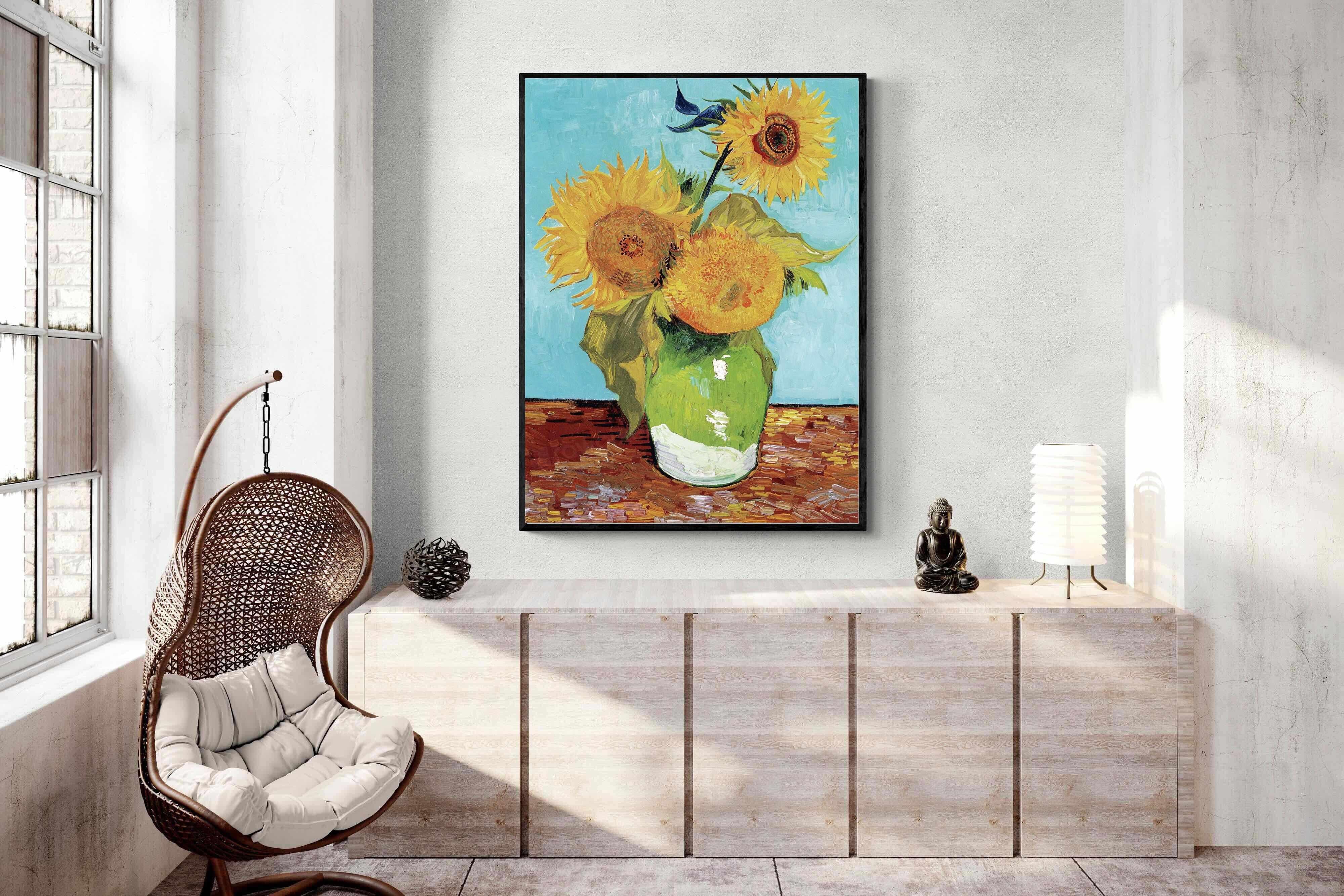 Pixalot Vase with Three Sunflowers