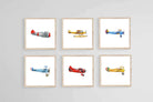 Vintage Planes Set-Wall_Art-40 x 40cm (x6)-Mounted Canvas-Wood-Pixalot