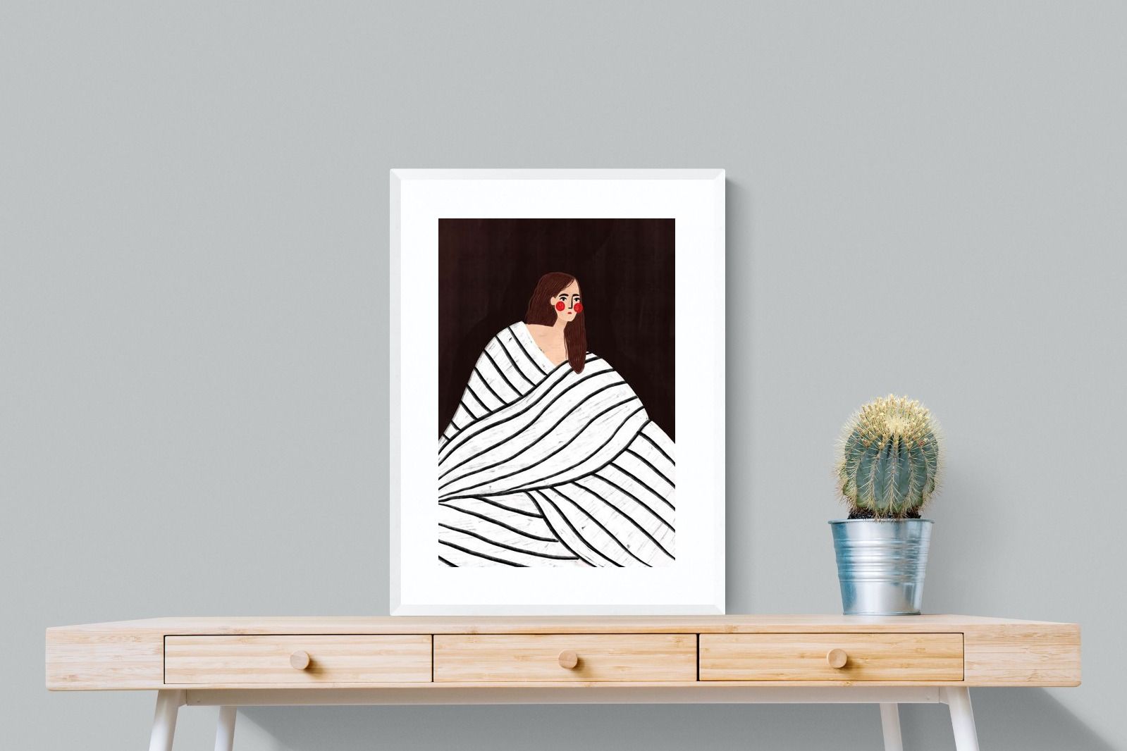 Pixalot Woman With Black and White Stripes