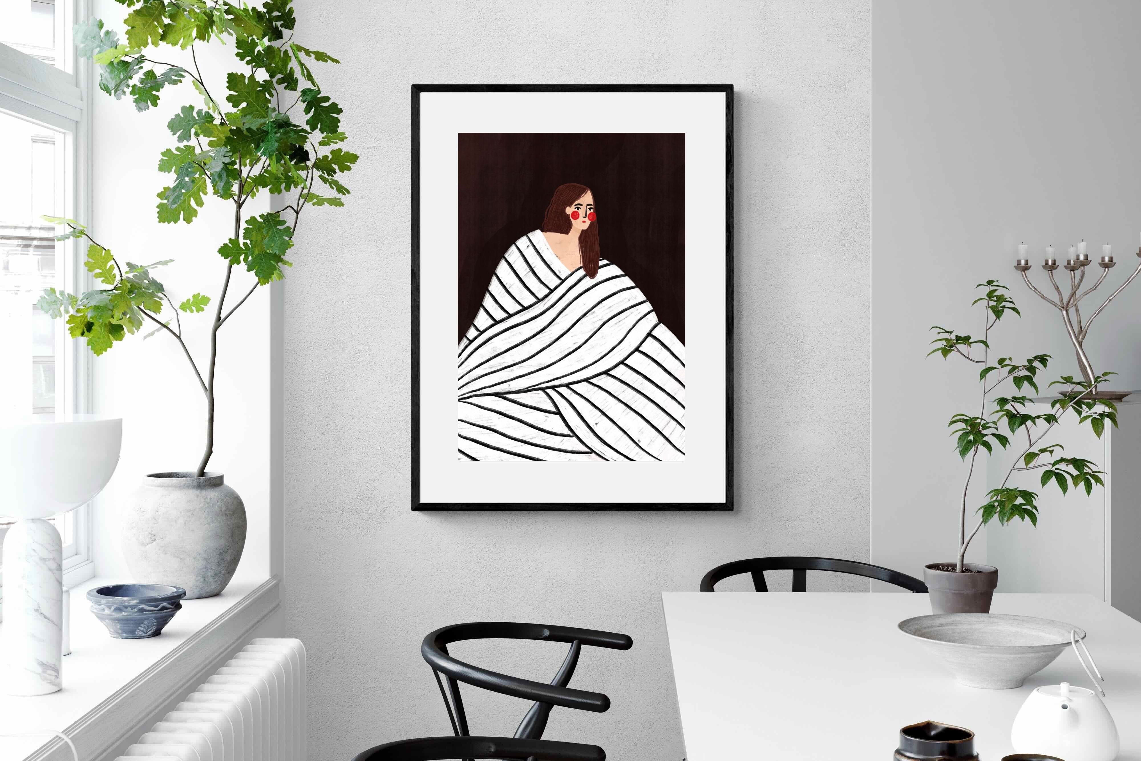 Pixalot Woman With Black and White Stripes