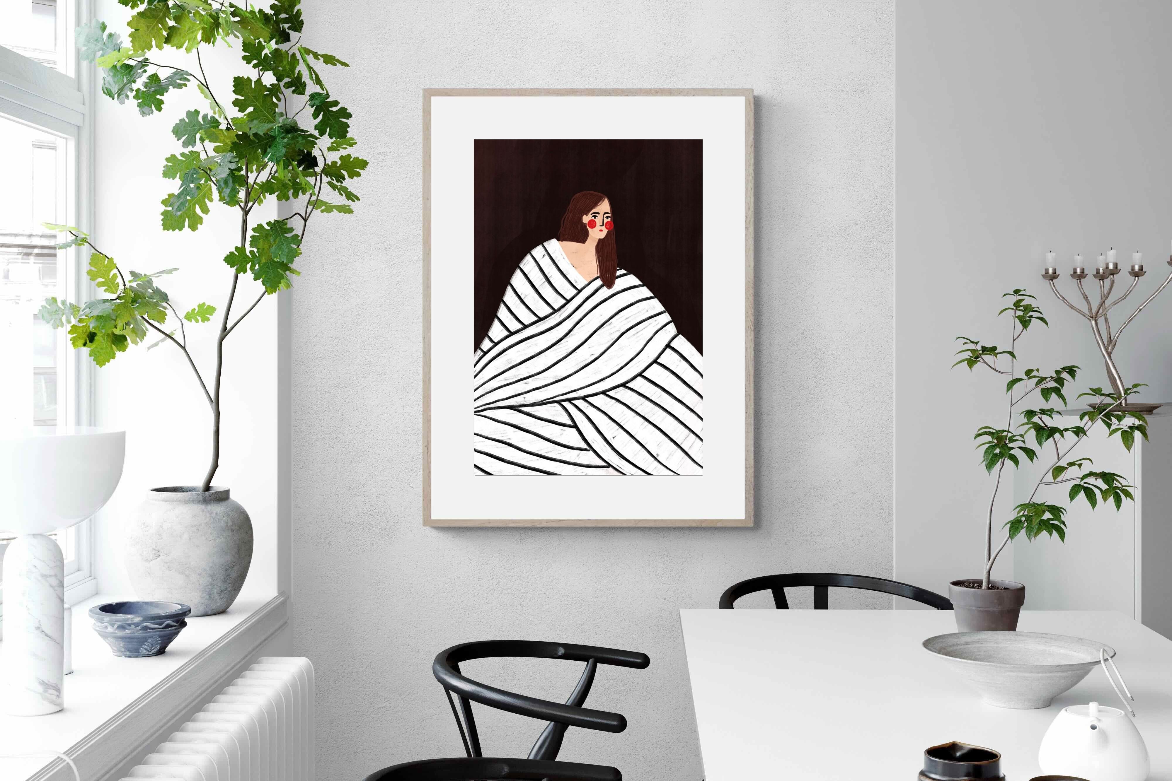 Pixalot Woman With Black and White Stripes