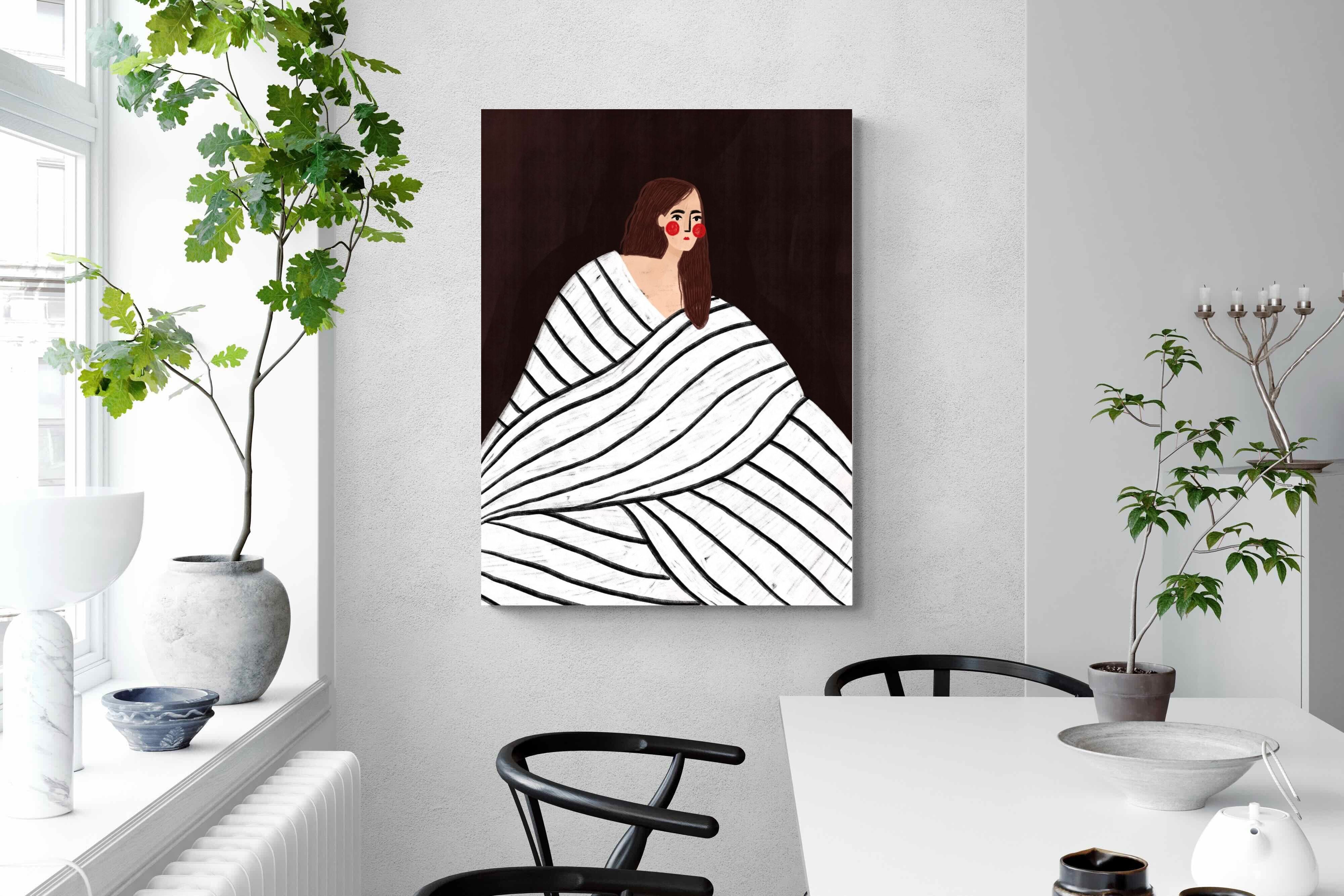 Pixalot Woman With Black and White Stripes