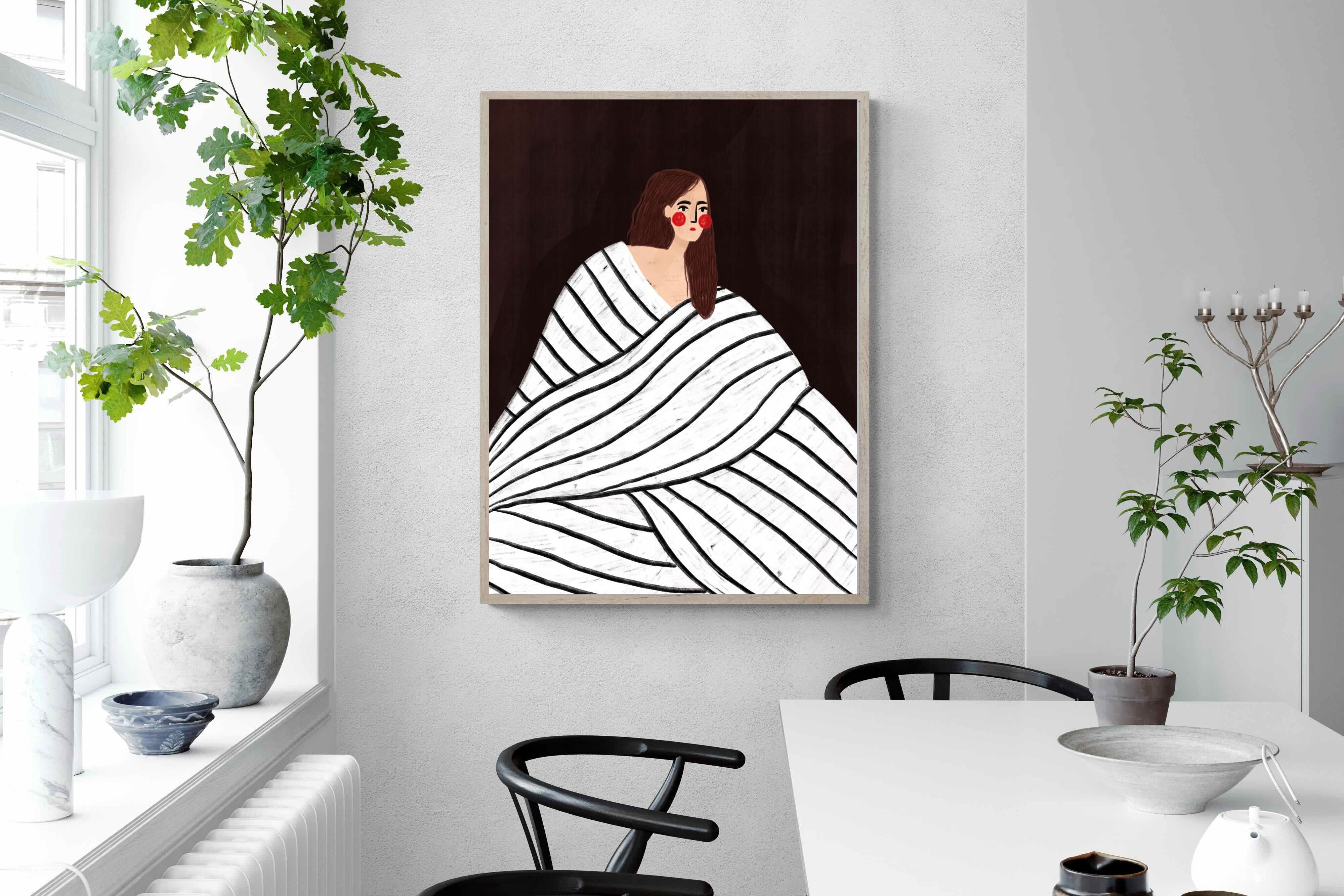 Pixalot Woman With Black and White Stripes