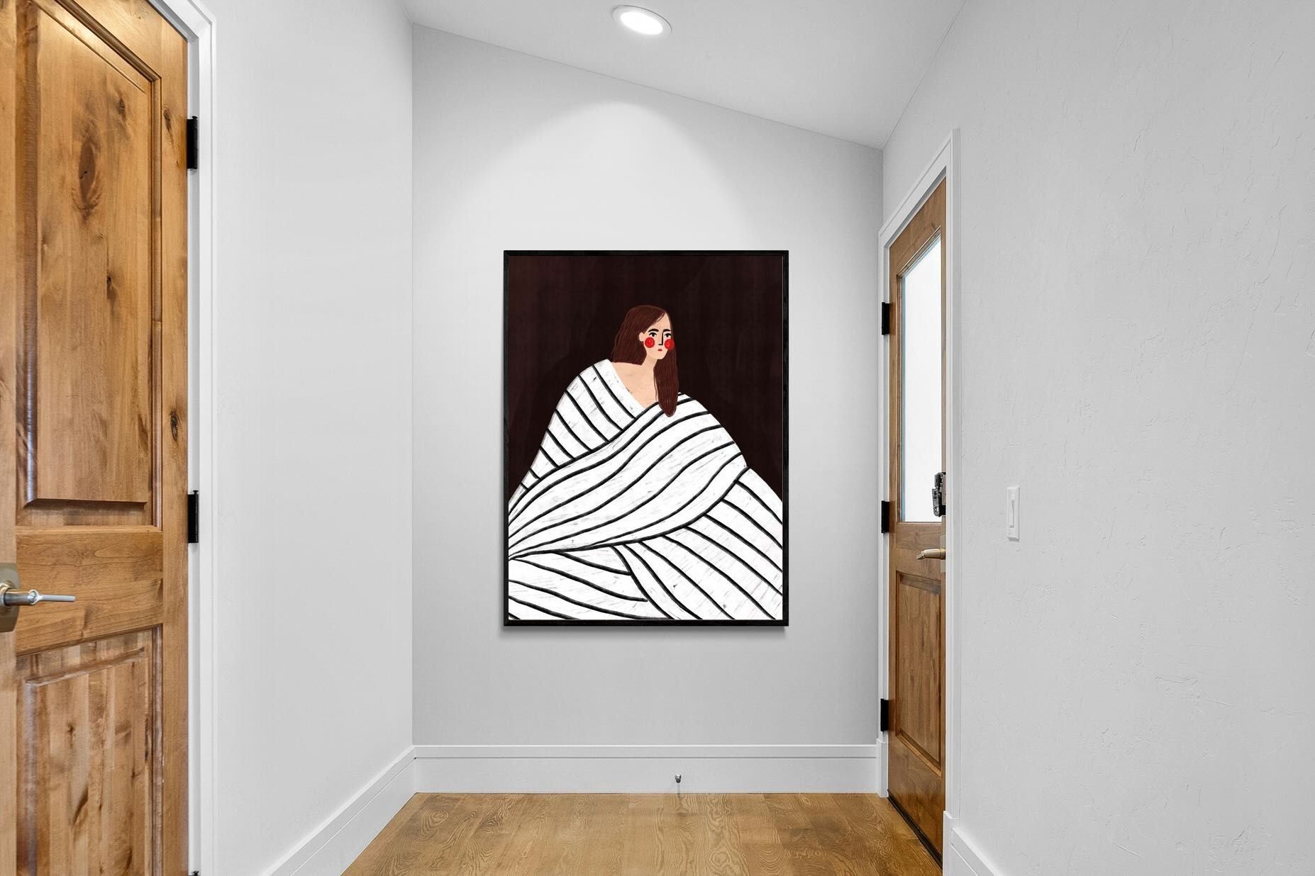 Pixalot Woman With Black and White Stripes