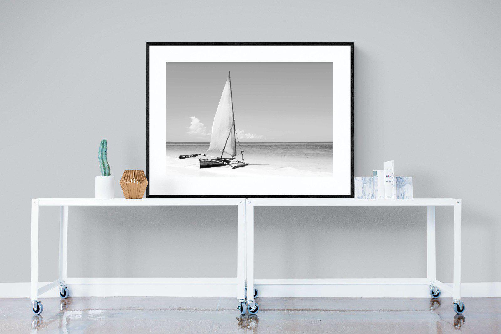 African Fishing Boat-Wall_Art-120 x 90cm-Framed Print-Black-Pixalot