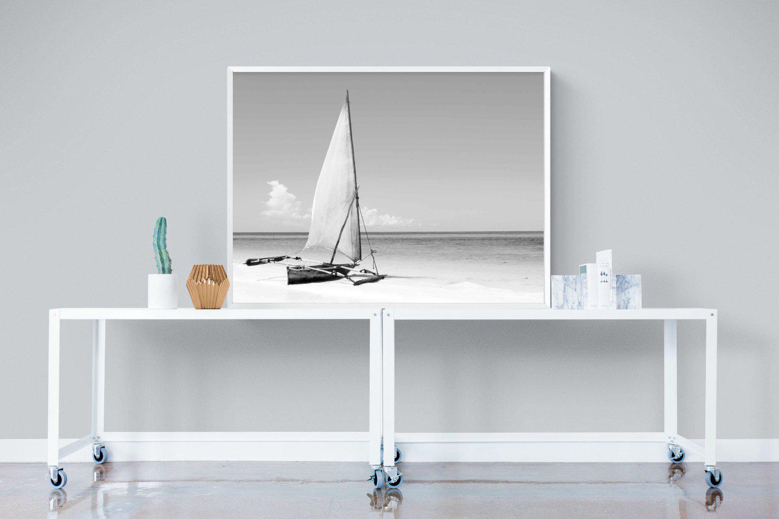 African Fishing Boat-Wall_Art-120 x 90cm-Mounted Canvas-White-Pixalot